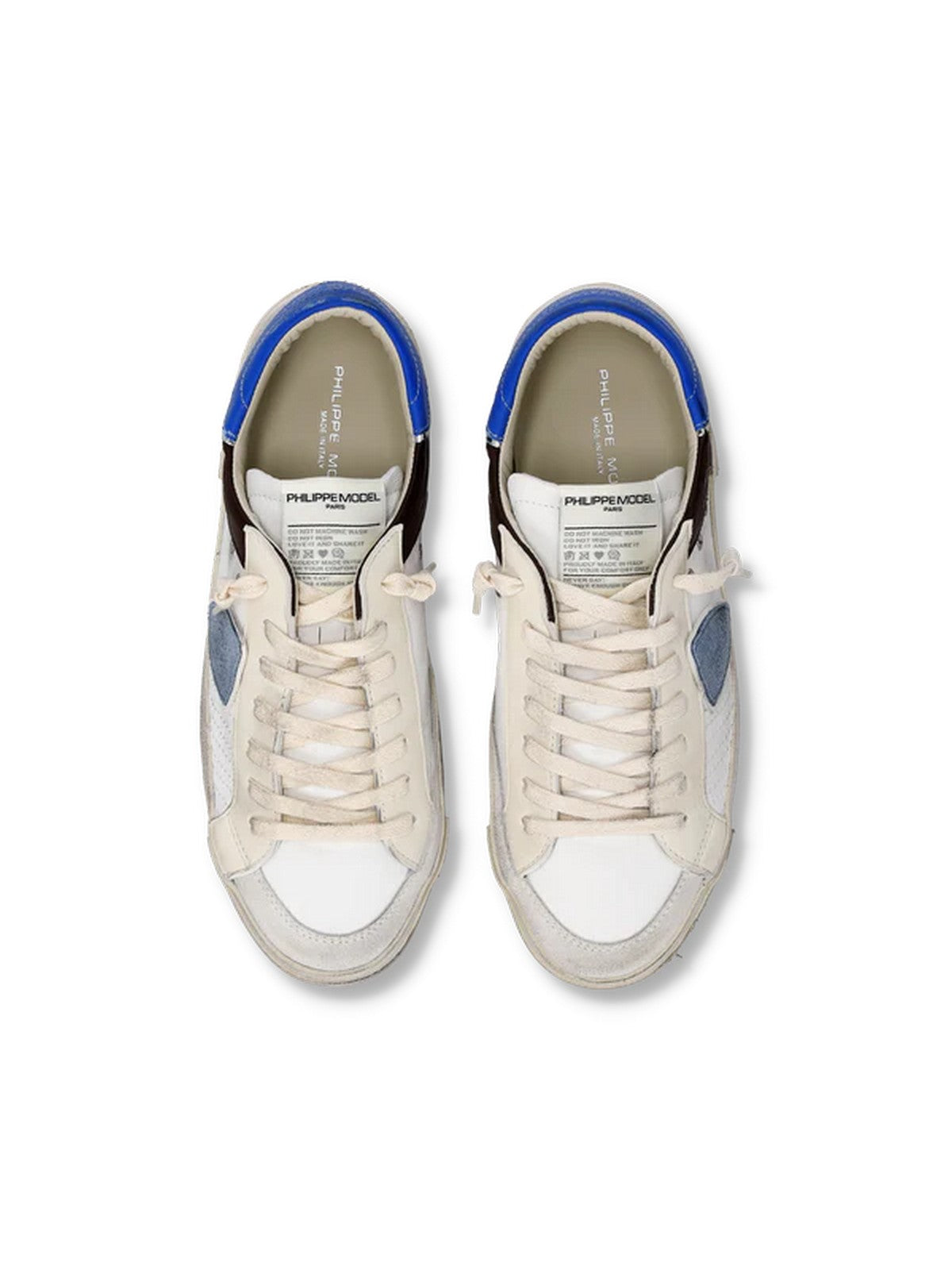 PHILIPPE MODEL Men's Sneaker Prsx Low Man PRLU XP11 MIXAGE POP_BLANC BRUN BLUETTE
