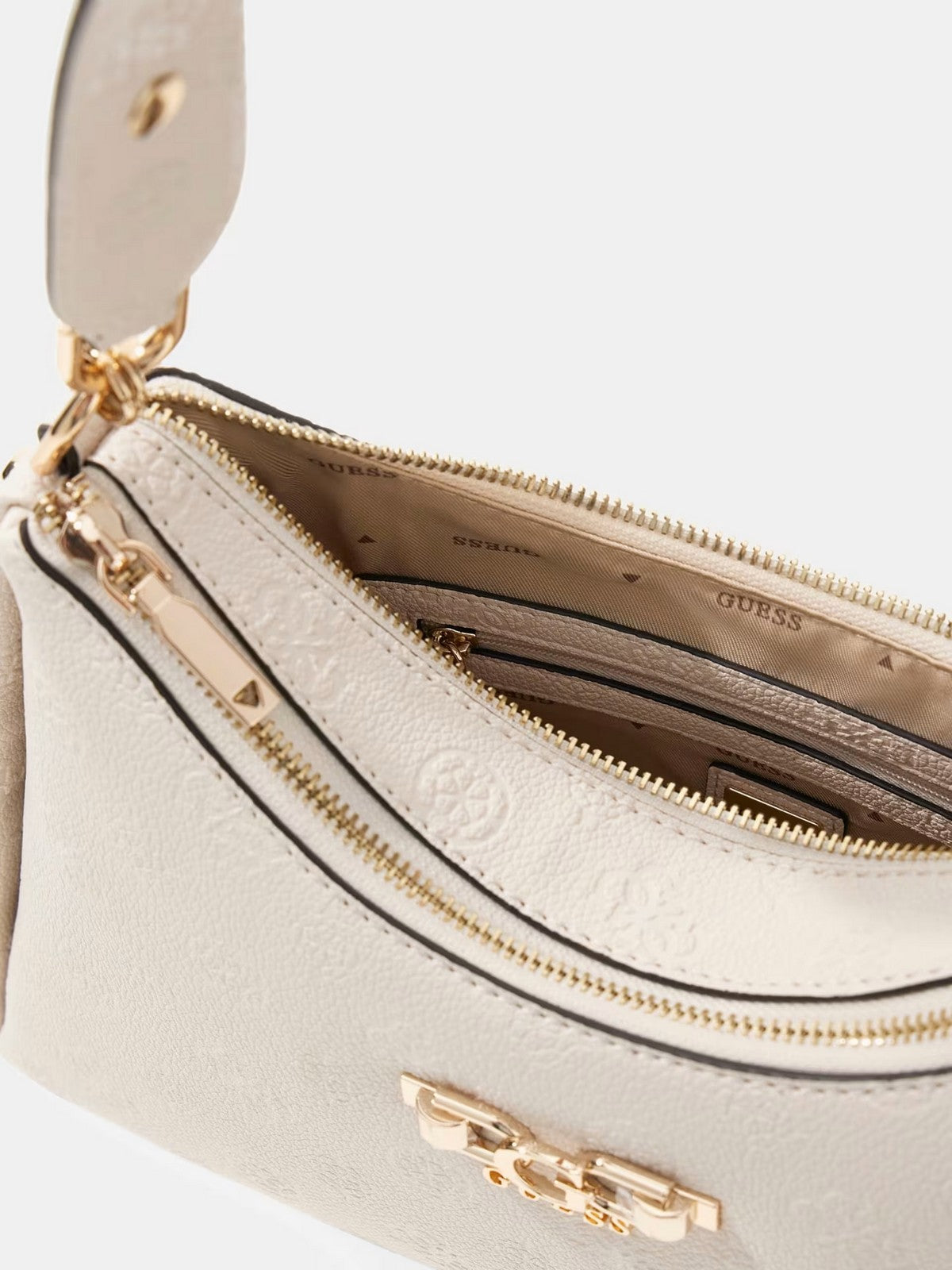 GUESS Borsa Donna ANISE DOUBLE ZIP SHOULDER BAG HWPD99 16180 STL STONE LOGO gioboutiqueweb