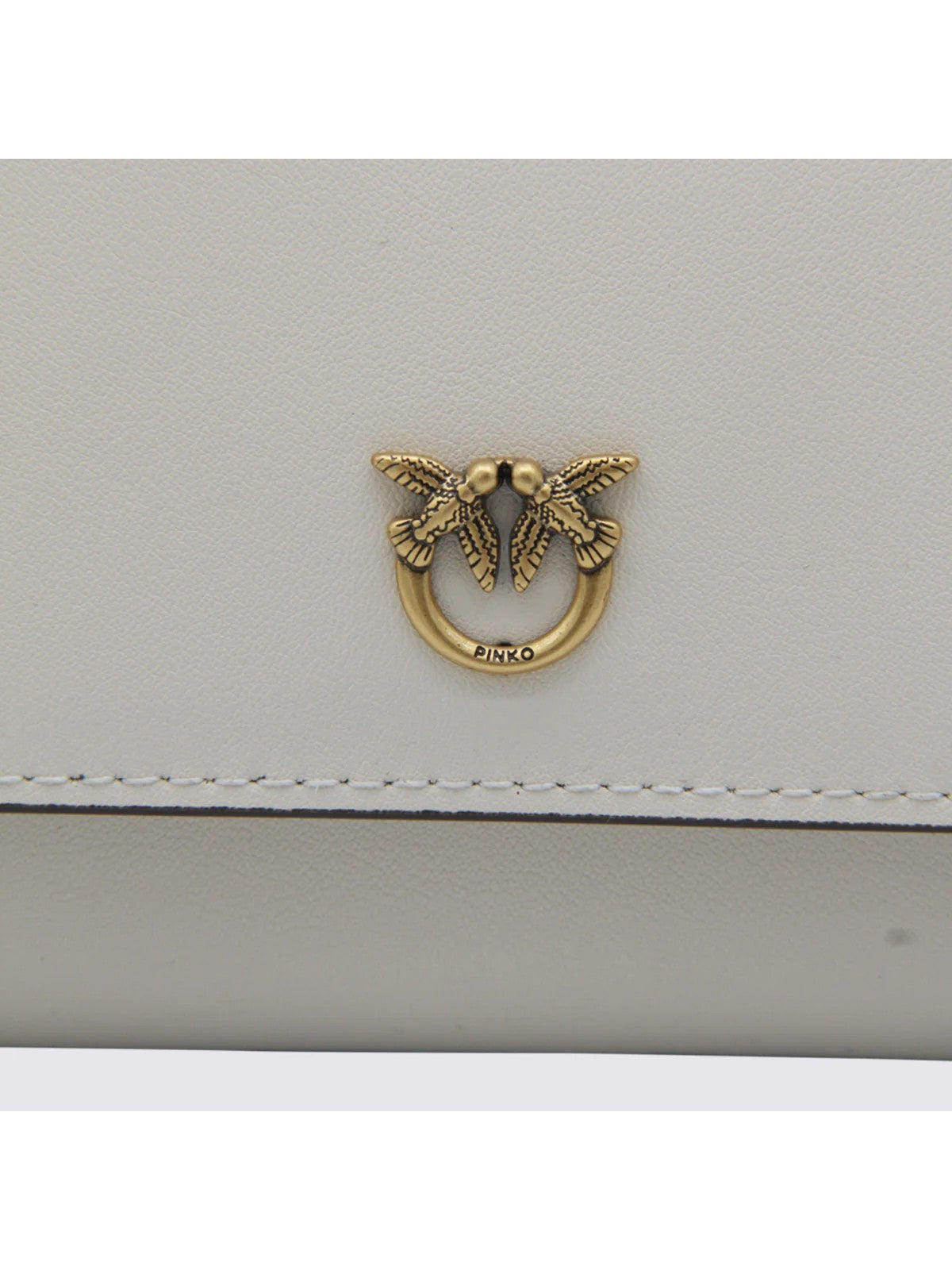PINKO Portefeuille Femme LOVE TINY BIRDS WALLET C 103765-A0F1 Z14Q SILK WHITE-ANTIQUE GOLD