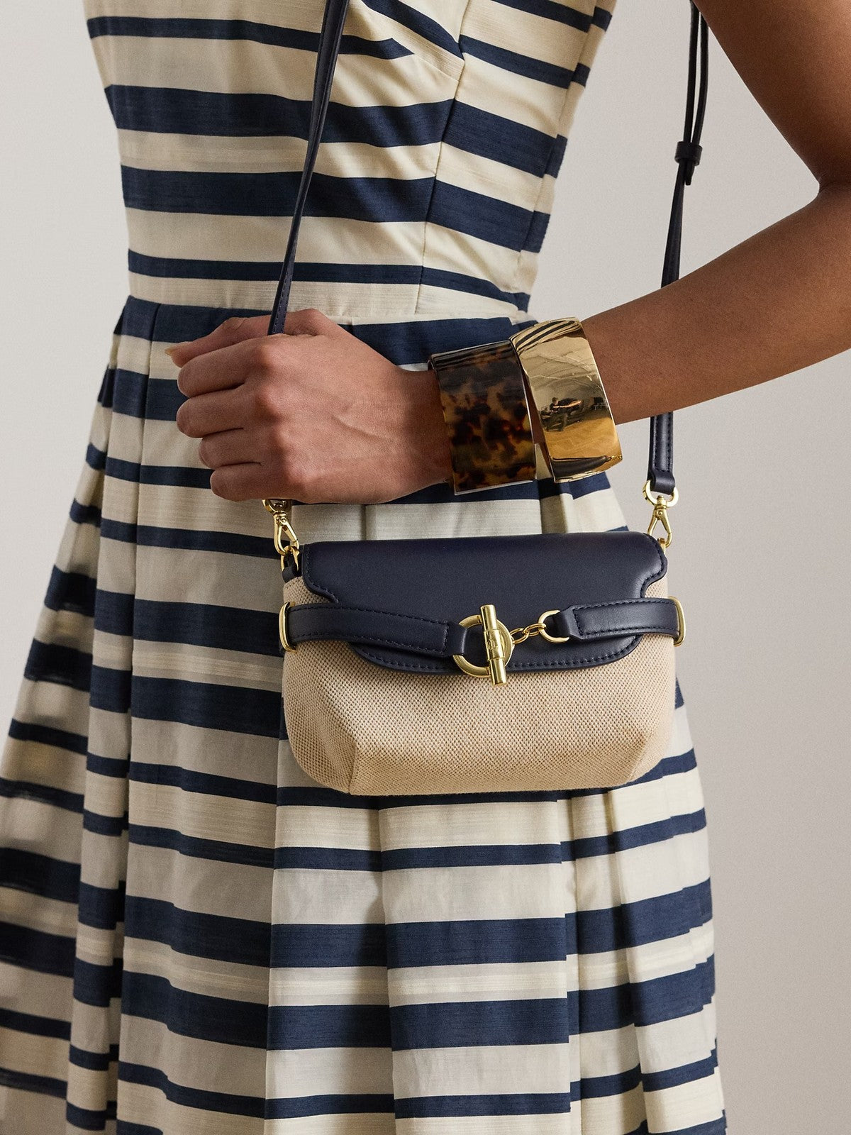 LAUREN RALPH LAUREN Borsa Donna BLKE SM CRS-CROSSBODY-SMALL 431P10121 001 NTRL/BUFF CANVAS/REFINED NAVY