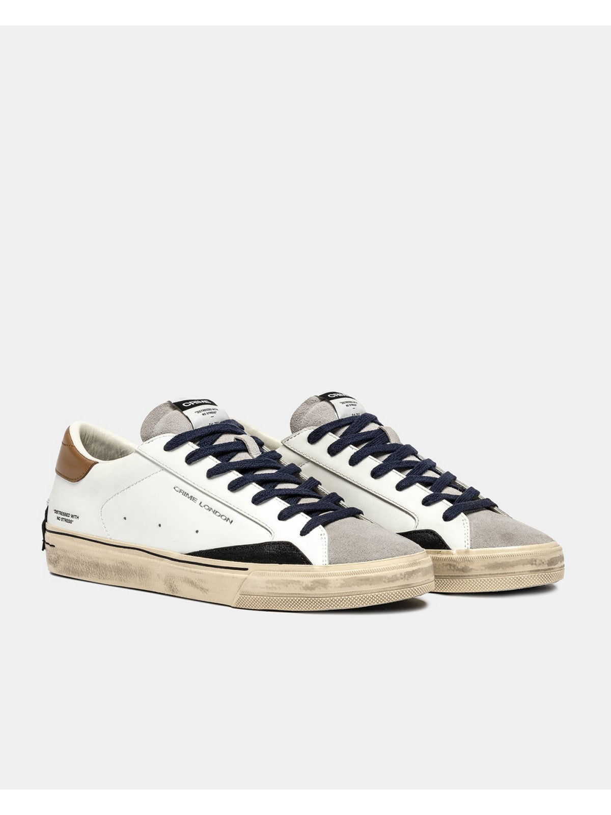 CRIME LONDON Sneaker Uomo DISTRESSED 2.0 OAK SMOKE 11070AA8 10 WHITE gioboutiqueweb