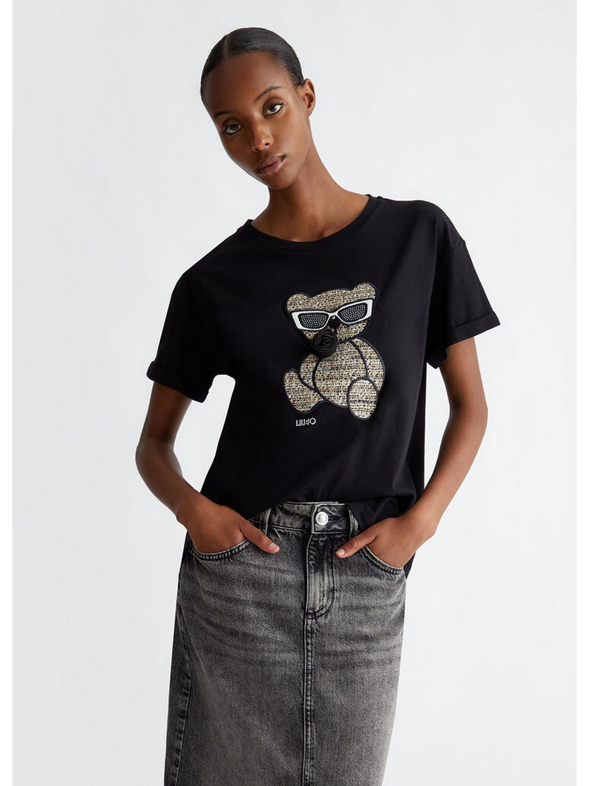 LIU JO WHITE T-Shirt e Polo Donna  WF4411J5904 N9940 Nero gioboutiqueweb