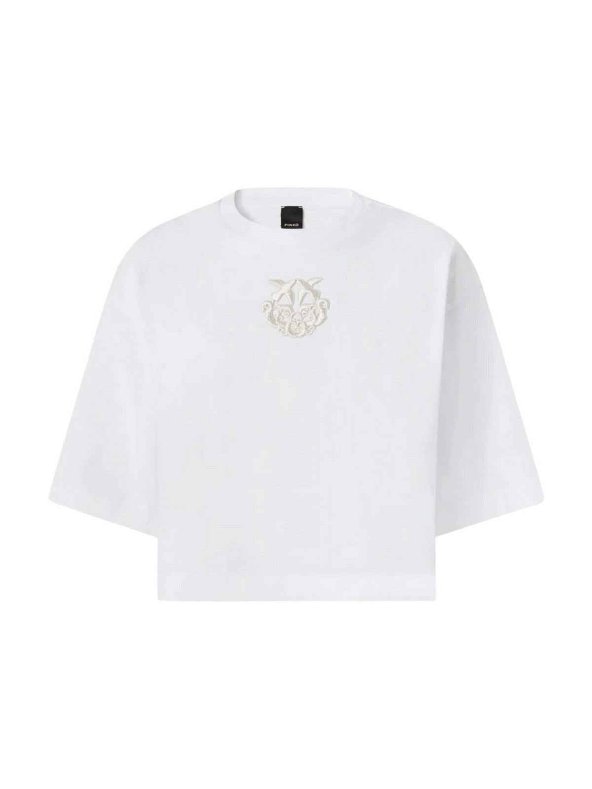 PINKO T-shirt Donna BORGHETTO T-SHIRT JERSEY LOGO 106814-A3AM Z04 BIANCO BRILL. gioboutiqueweb