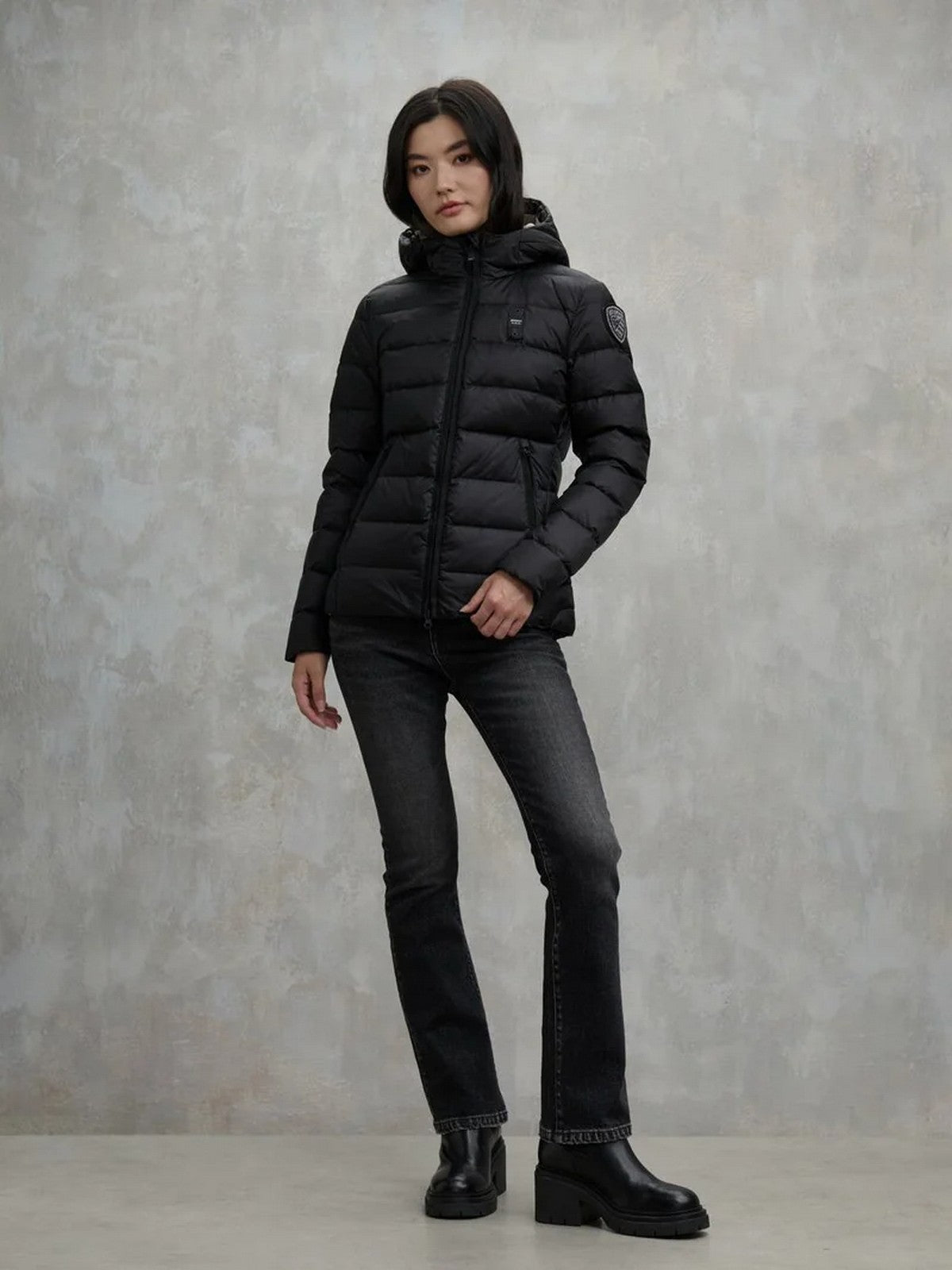 BLAUER Piumino Donna CHARME 25WBLDC03100 006047 999EI NERO interno BEIGE 301