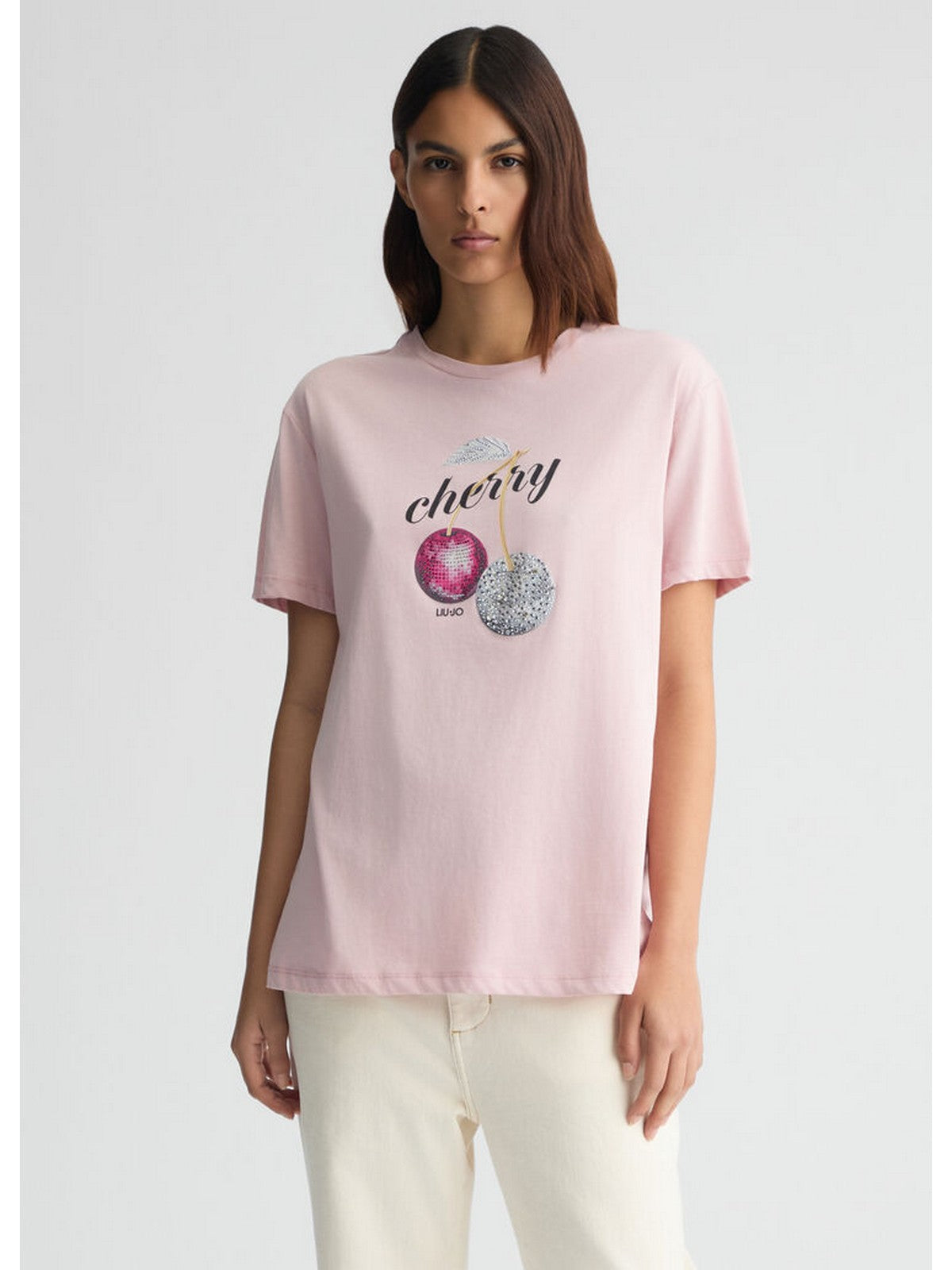 LIU JO WHITE T-shirt Donna  WA5343JS923 M9517 Rosa gioboutiqueweb