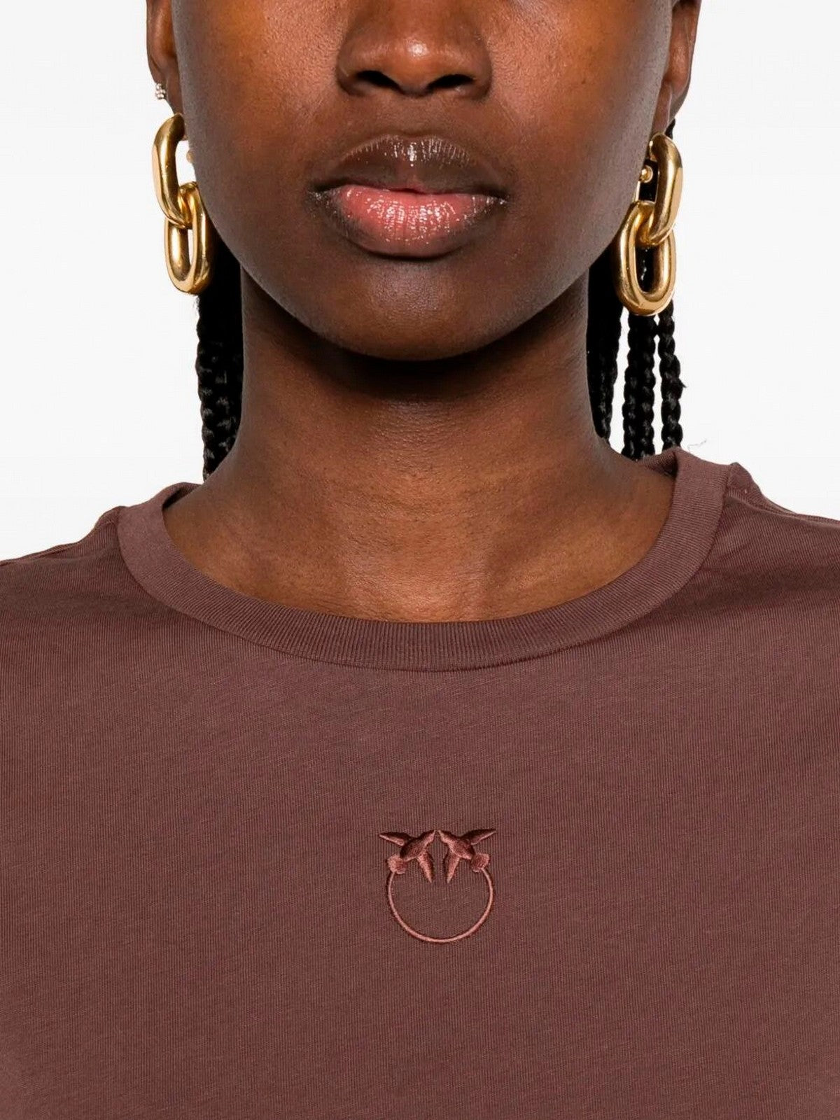 PINKO T-shirt Donna BUSSOLOTTO T-SHIRT 100355-A339 L78 MARRONE TERRA X PIANTE gioboutiqueweb
