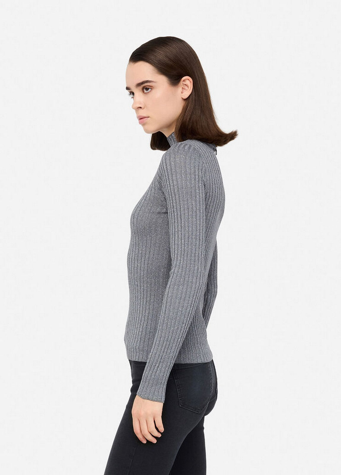 LIU JO WHITE Maglione Donna  MF5389MS46J 04020 Antracite met. gioboutiqueweb