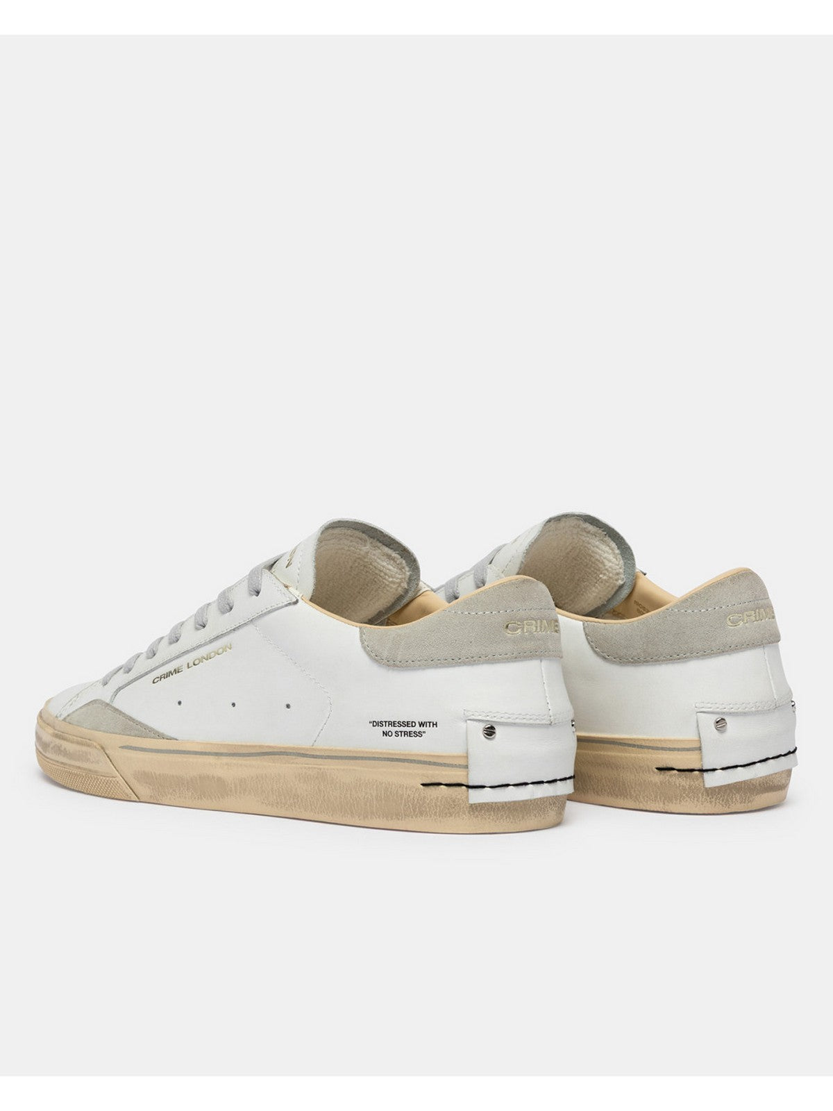 CRIME LONDON Sneaker Uomo DISTRESSED 2.0 LIGHT GREY 19053PP8 10 WHITE gioboutiqueweb