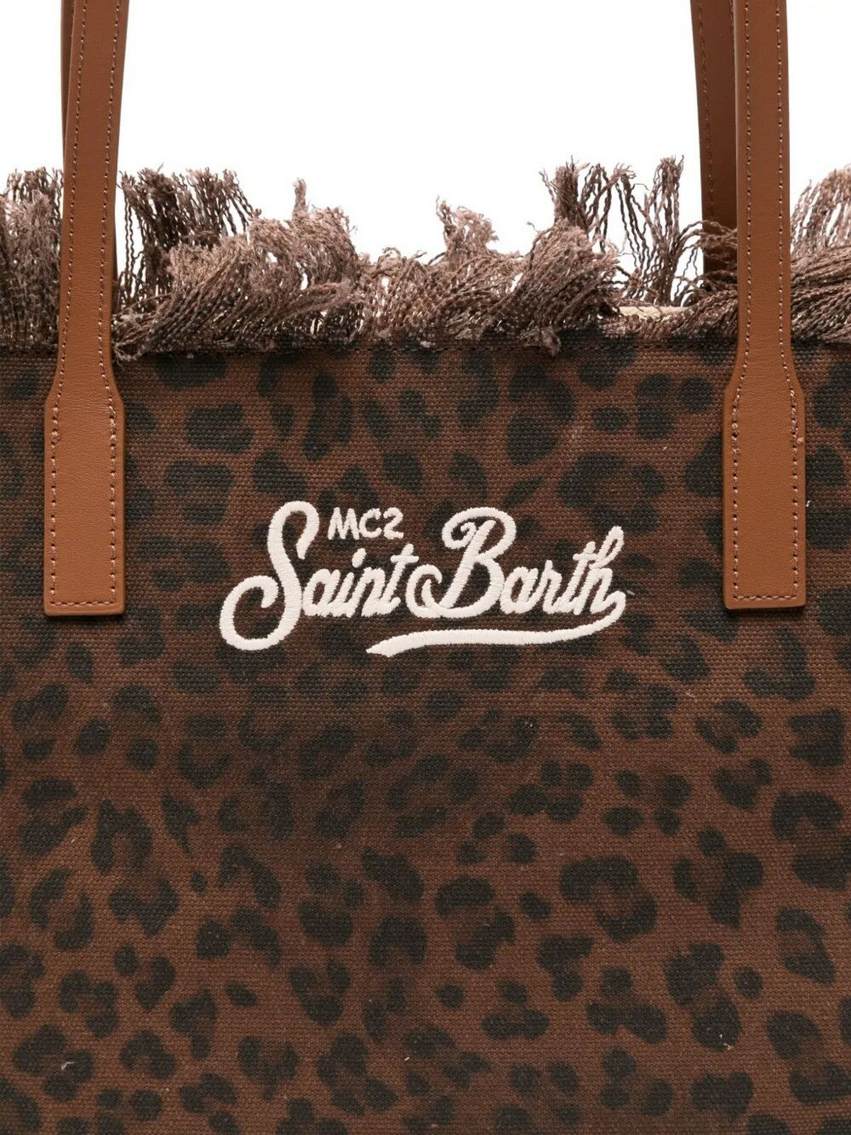 MC2 SAINT BARTH Borsa Donna  CITY BAG MID FRINGE 00588L CANVAS DARK LEOPARD 18 EMB