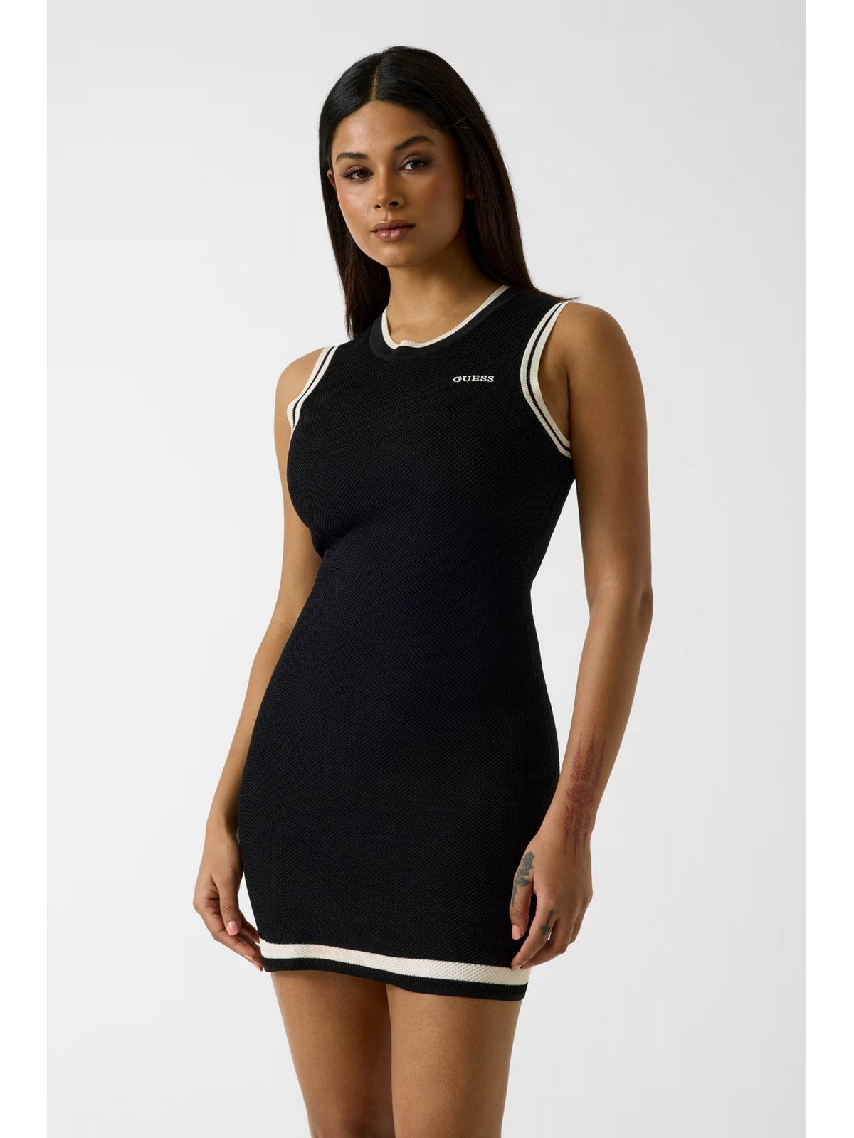 GUESS SPORT Abito Donna GABRY CN SL SHORT DRESS SWTR V6GK04 Z0648 JBLK Jet Black A996