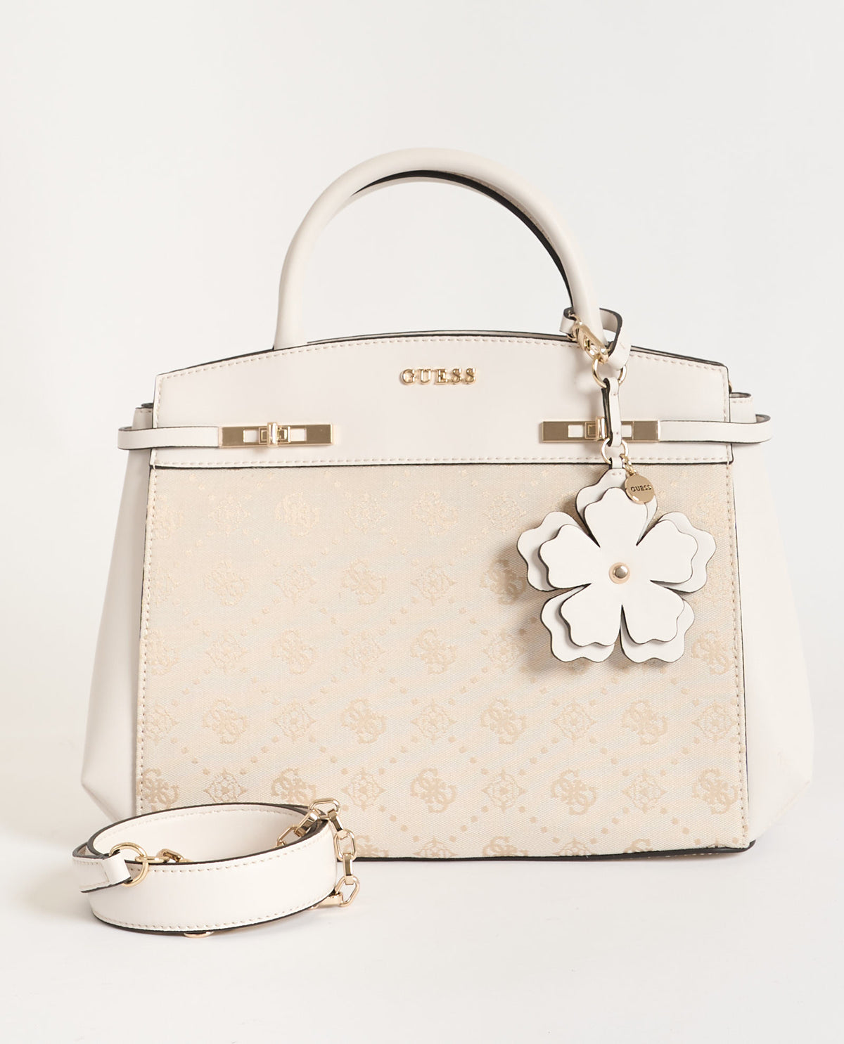 GUESS Borsa Donna MELINDA LOGO TRI COMP SATCHEL HWJP99 02060 OFL OFF WHITE LOGO gioboutiqueweb