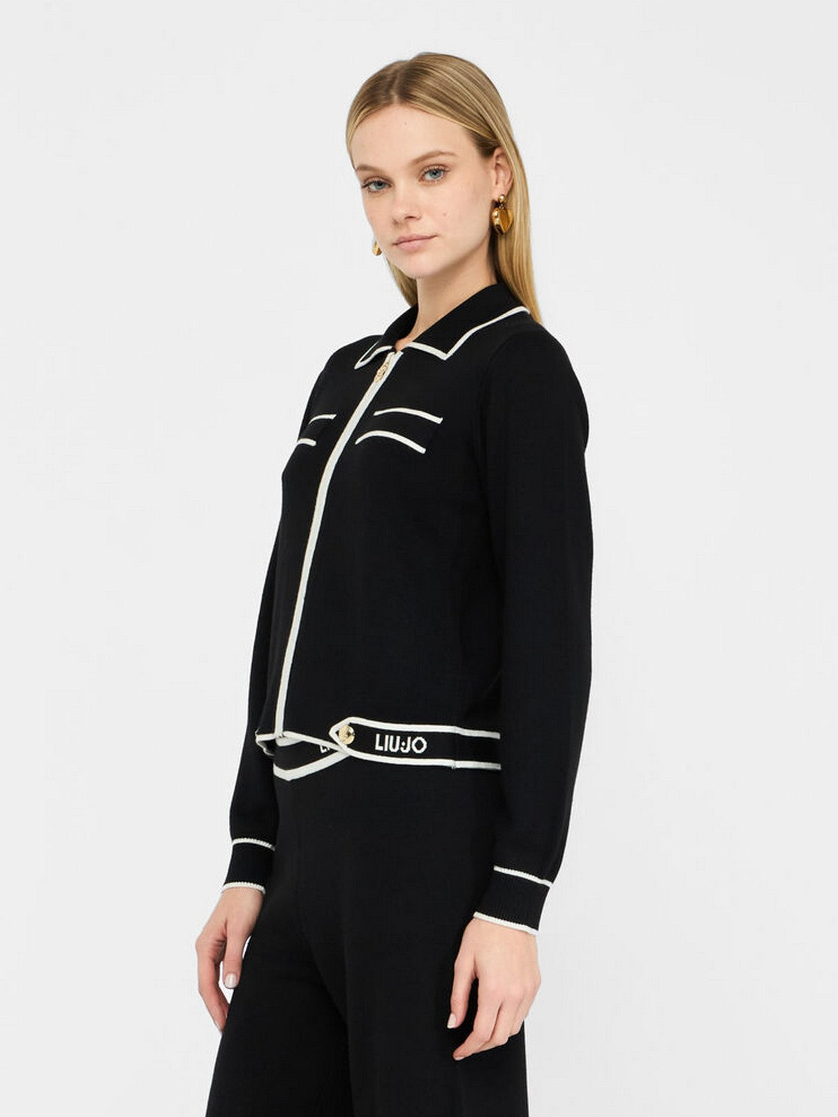LIU JO SPORT Felpa Donna  TF5250MS59L 03N66 Nero/bianco latte