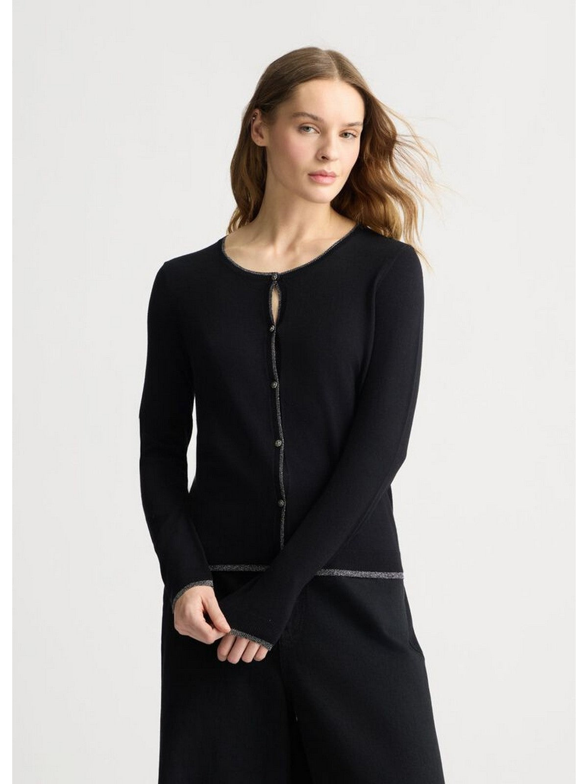 LIU JO WHITE Cardigan Donna  WXX056MS49I 22222 NERO gioboutiqueweb