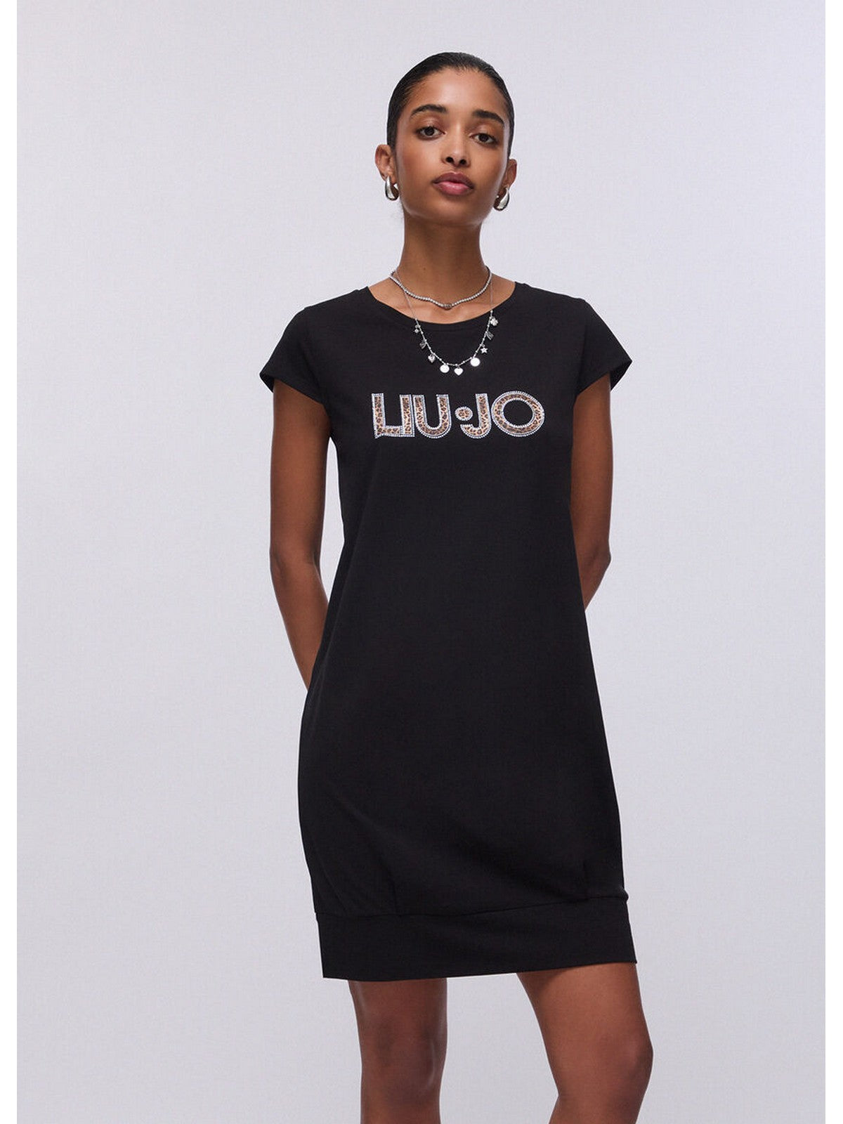 LIU JO BEACHWEAR Abito Donna  VA6212JS003 Y9908 Nero/animalier gioboutiqueweb
