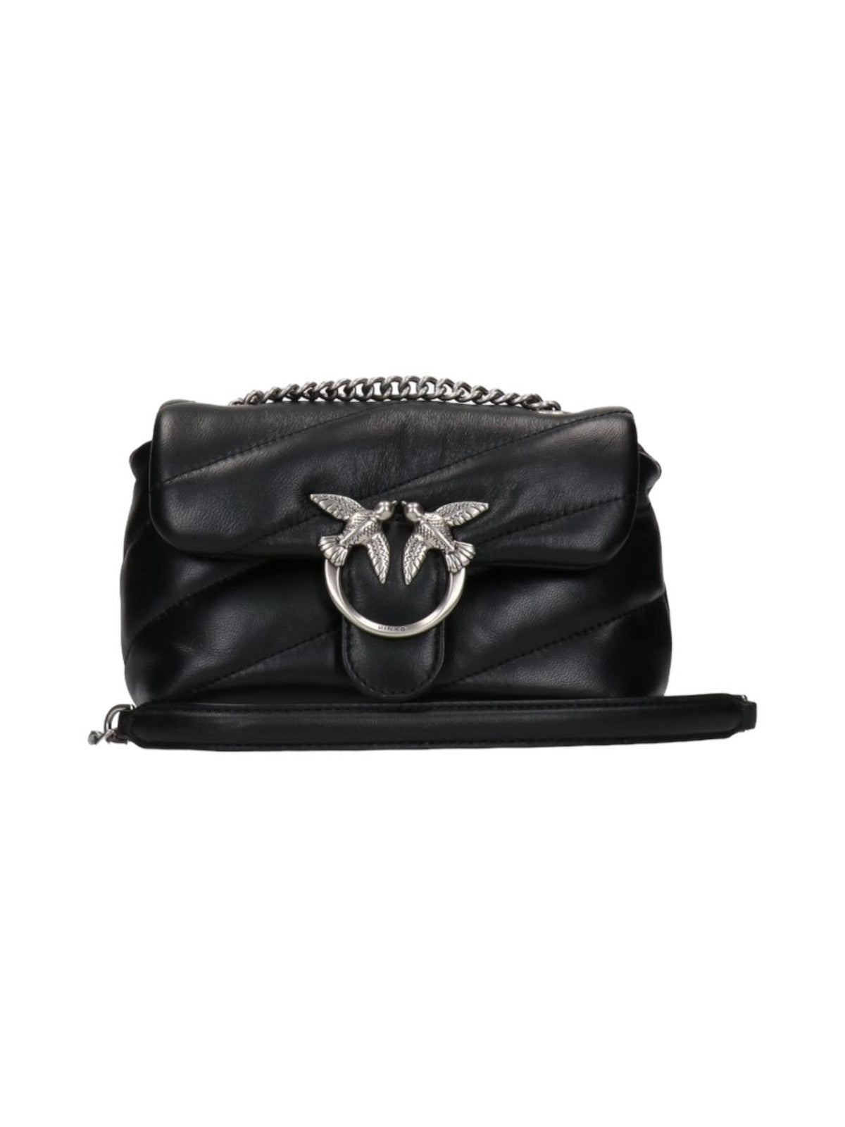 PINKO Borsa Donna Love Puff Baby Cl Sheep Nappa 100040-A0F2 Z99O NERO-OLD SILVER gioboutiqueweb