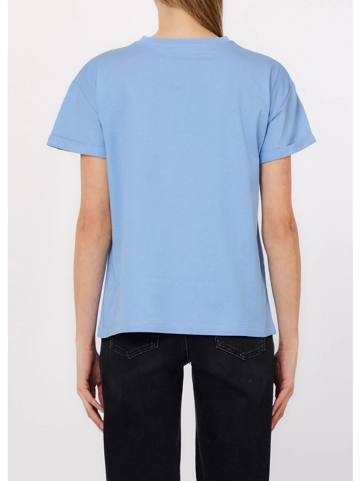 LIU JO WHITE T-shirt Donna  WA6413JS904 P9318 Br.blu wave palma j gioboutiqueweb