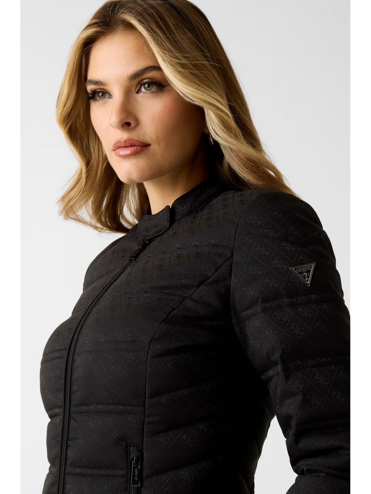GUESS Giubbino Donna New Vona Logo Jacket W6RL02 WJ492 JBLK Jet Black A996 gioboutiqueweb