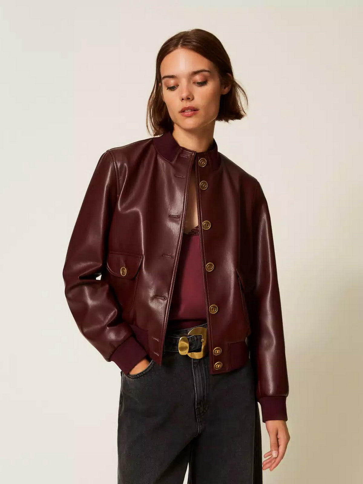 TWINSET Giubbino Donna SOFT COATED 252TP2232 05609 WINETASTING gioboutiqueweb
