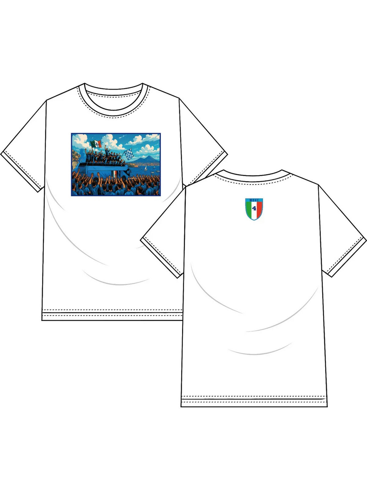 MOVE be different T-shirt Uomo  T-SHIRT NAPOLI 03 LUNGOMARE BIANCO