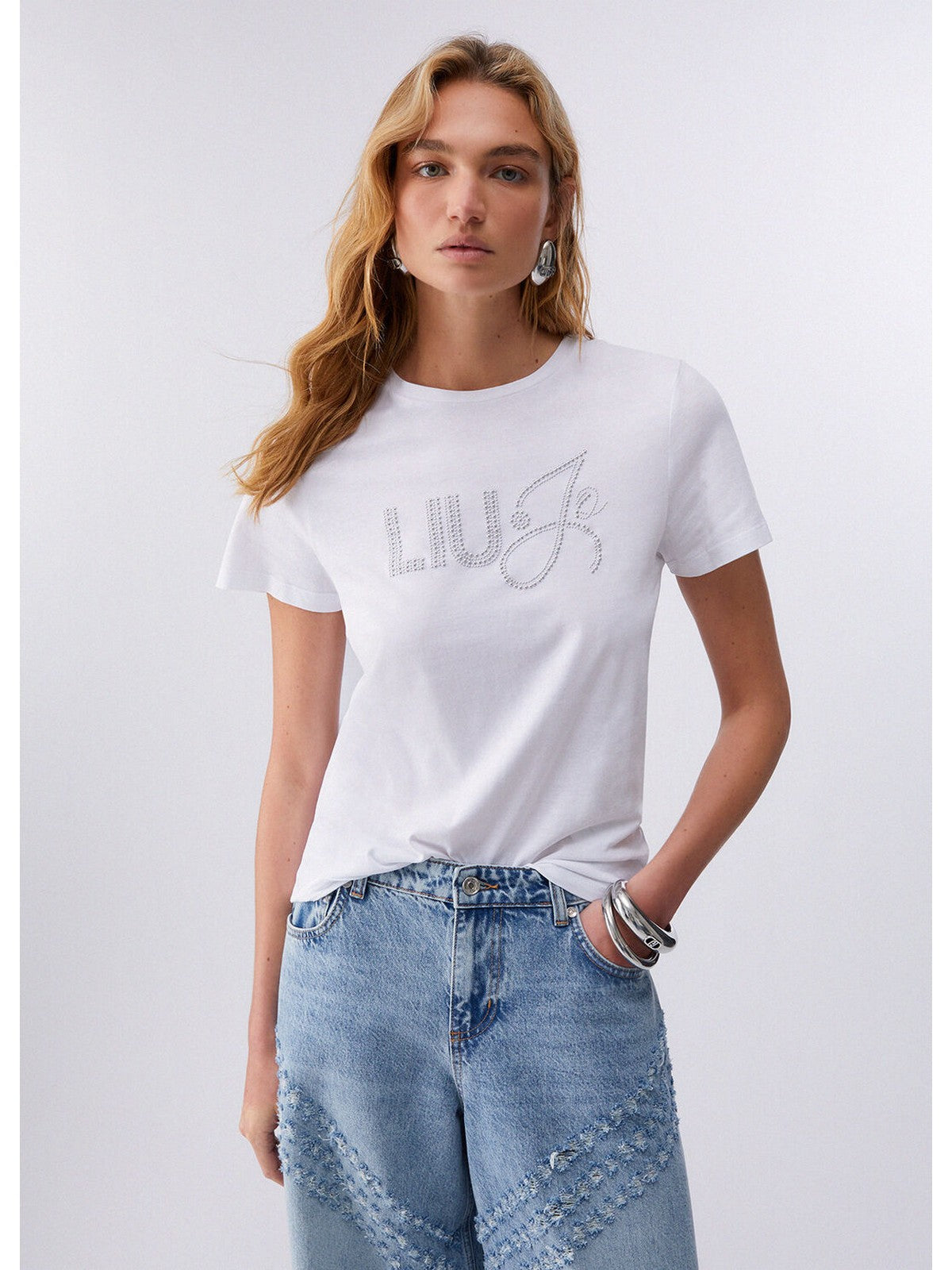 LIU JO WHITE T-shirt Donna  WA6491JS923 P9353 Bco LiuJo hotfixed gioboutiqueweb