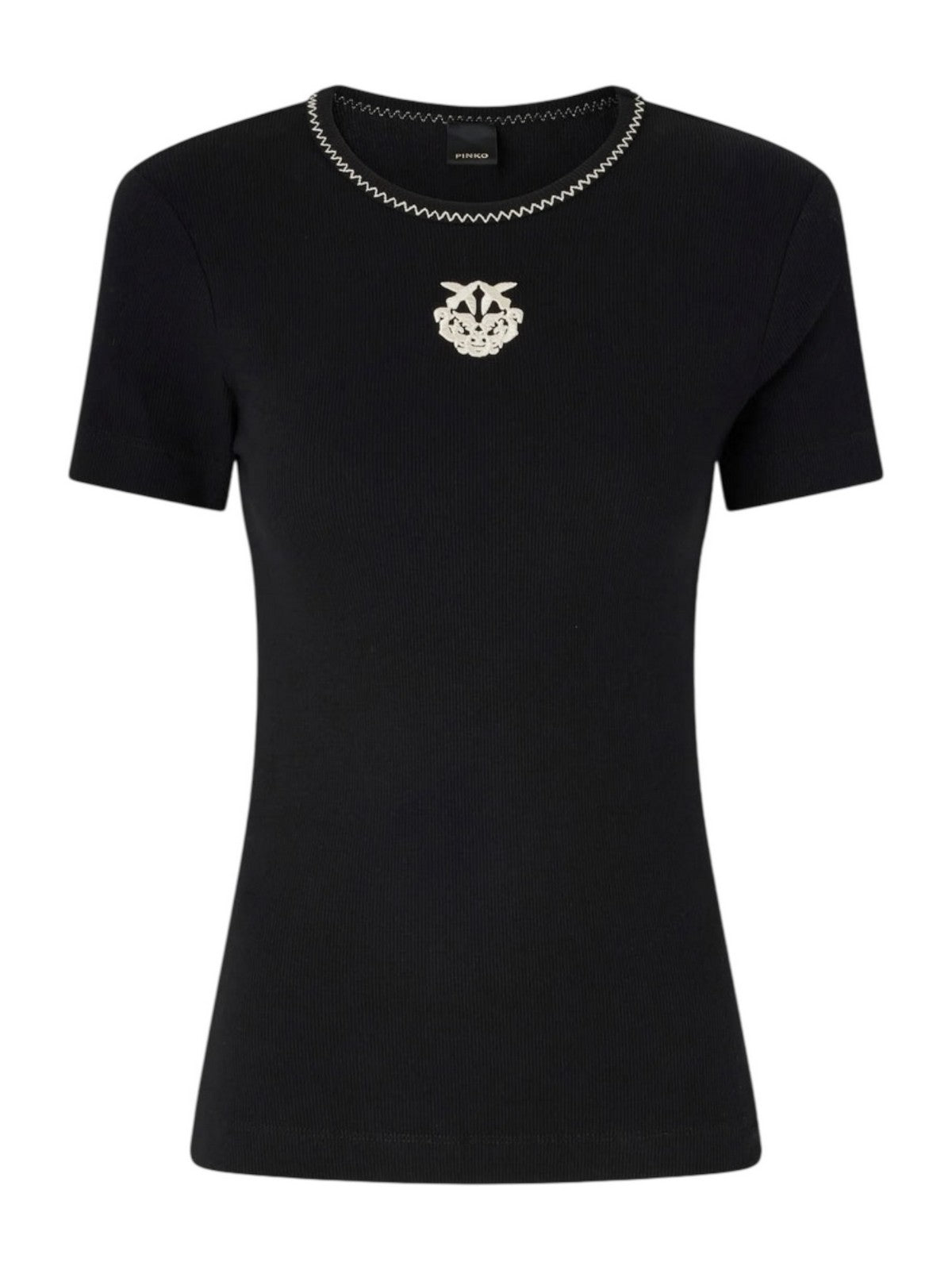 PINKO T-shirt Donna BRUGHERIO T-SHIRT COSTINA LOGO 106815-A3AL Z99 NERO LIMOUSINE gioboutiqueweb
