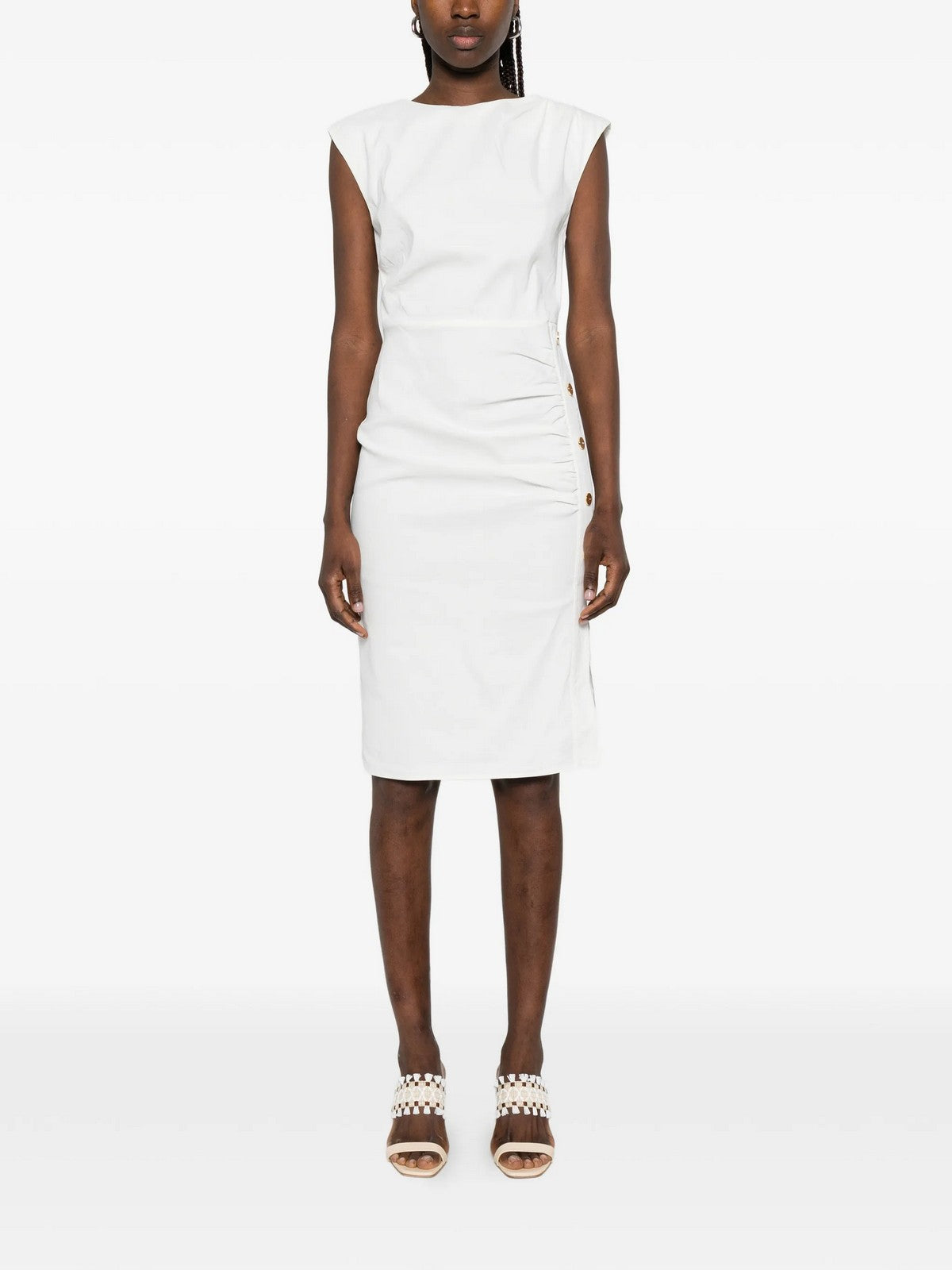 PINKO Abito Donna ALISSA ABITO LINO STRETCH 106521-A34I Z05 BIANCO-BIANCANEVE gioboutiqueweb
