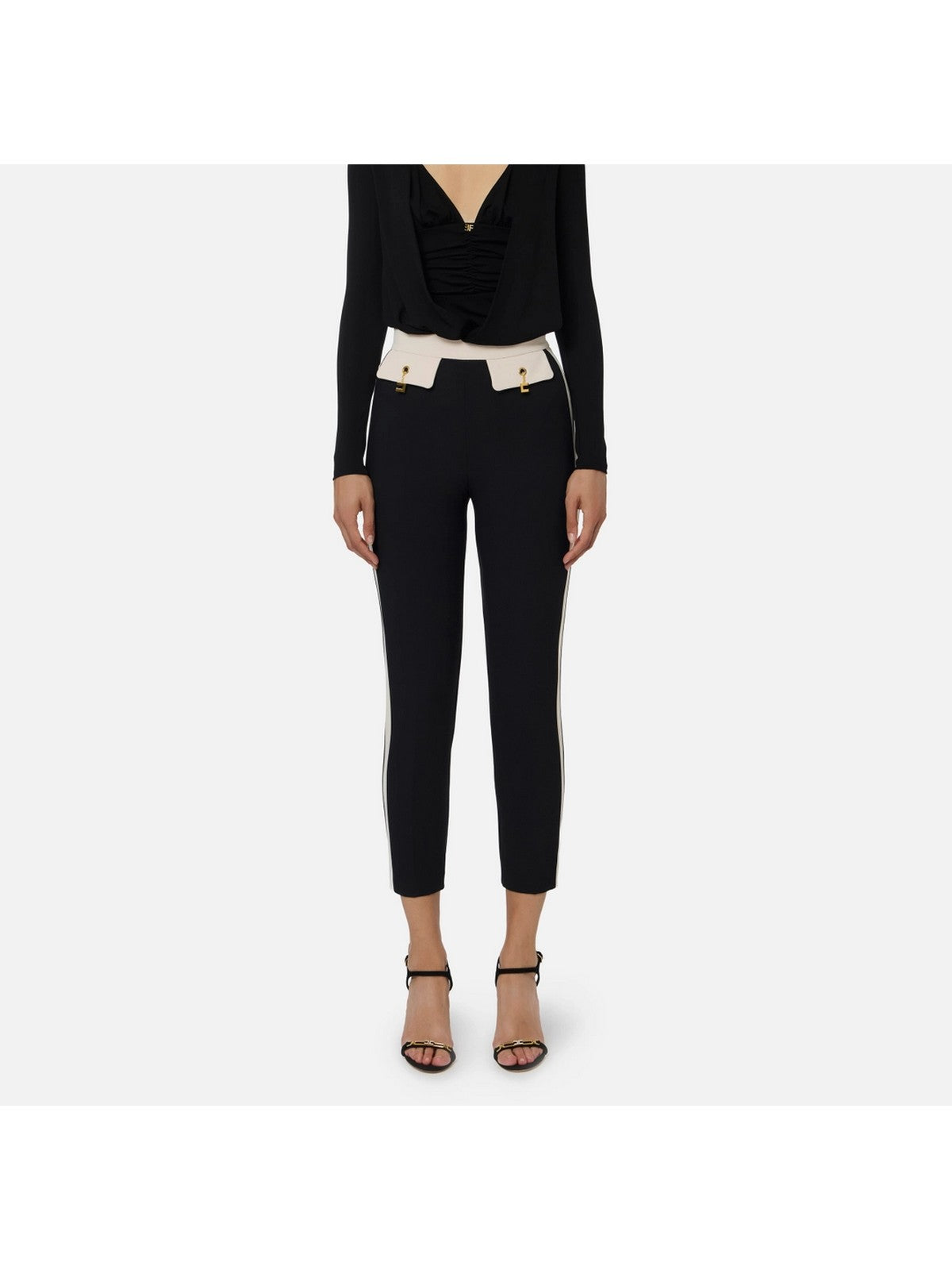 ELISABETTA FRANCHI Pantalone Donna  PAT0156E2 EF3 NERO/MILK gioboutiqueweb