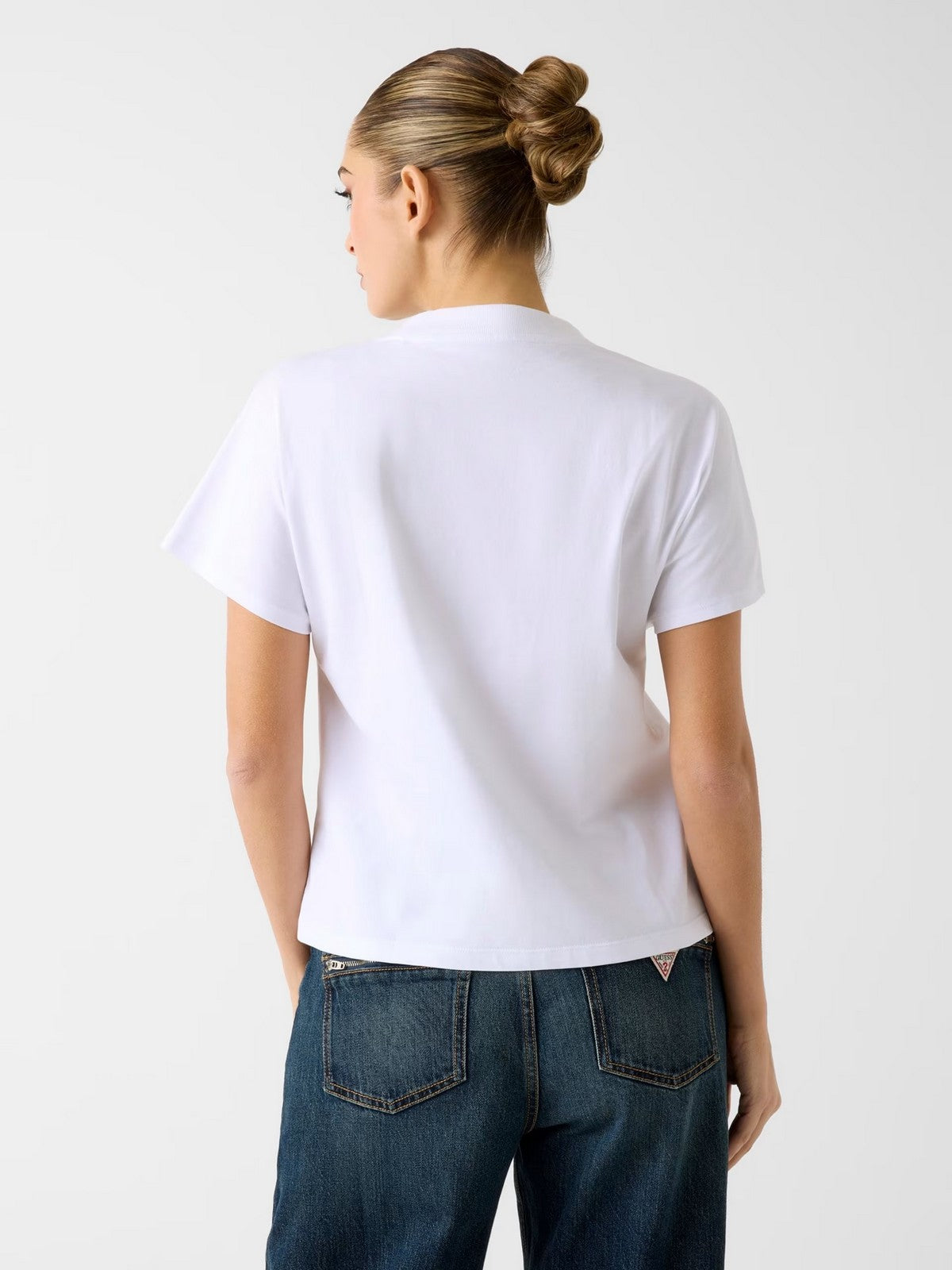 GUESS T-shirt Donna SS CN POPCORN TEE W6RI28 I3Z14 G011 PURE WHITE gioboutiqueweb