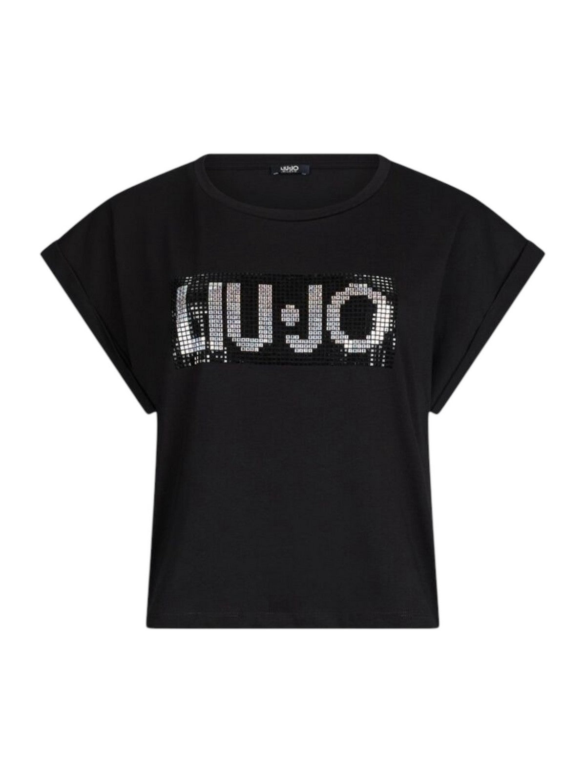 LIU JO BEACHWEAR T-shirt Donna  VA5151JS923 N9241 Nero/strass bicolor gioboutiqueweb