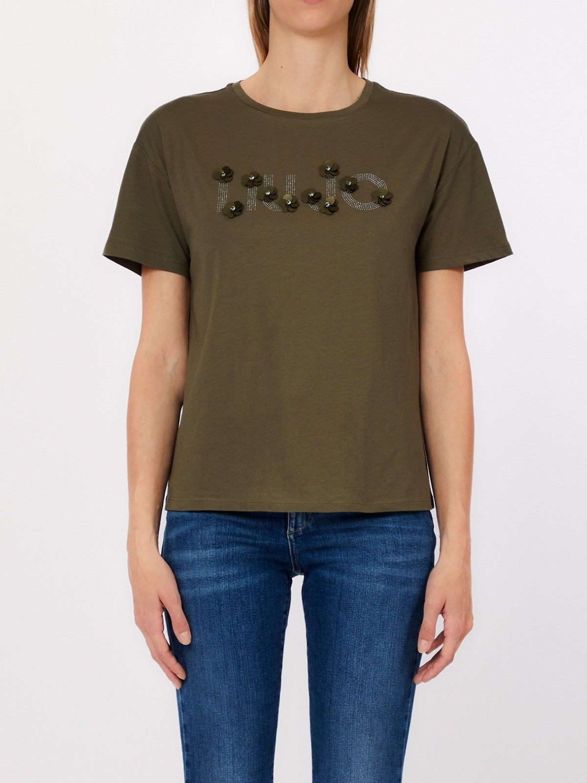 LIU JO WHITE T-shirt Donna  WA6238JS923 P9330 Dk.olive LiuJo sequi gioboutiqueweb