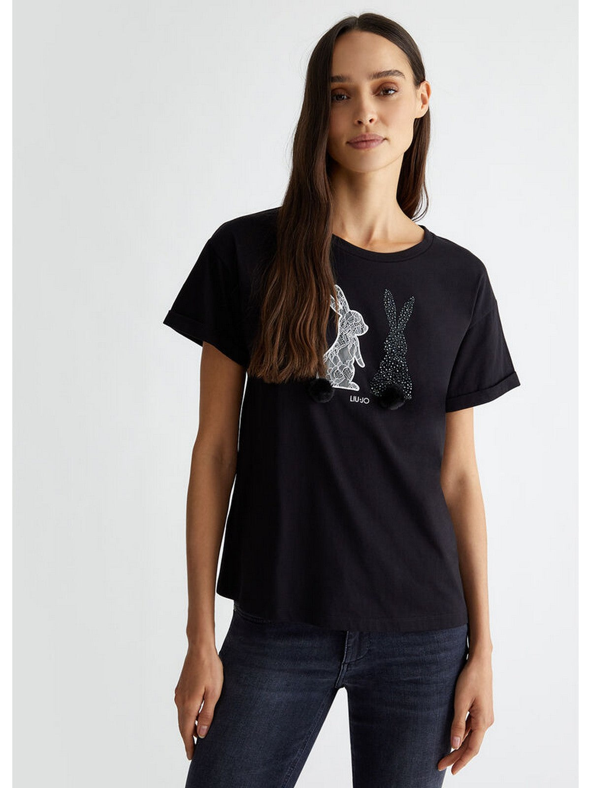 LIU JO WHITE T-Shirt e Polo Donna  WF4411J5904 N9941 Nero gioboutiqueweb
