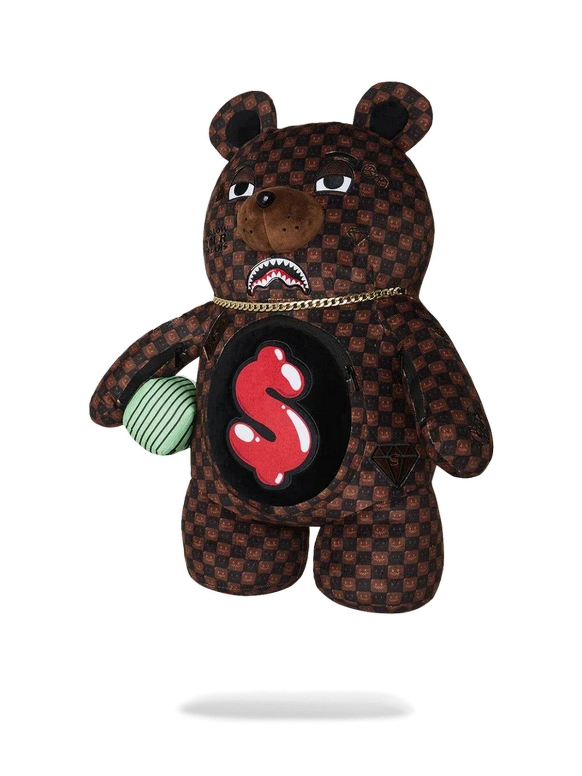 SPRAYGROUND Zaino Unisex adulto SHARKS IN PARIS WTF BUBBLE BROWN CHECK MONEYBEAR BACKPACK - 910B9308NSZ gioboutiqueweb