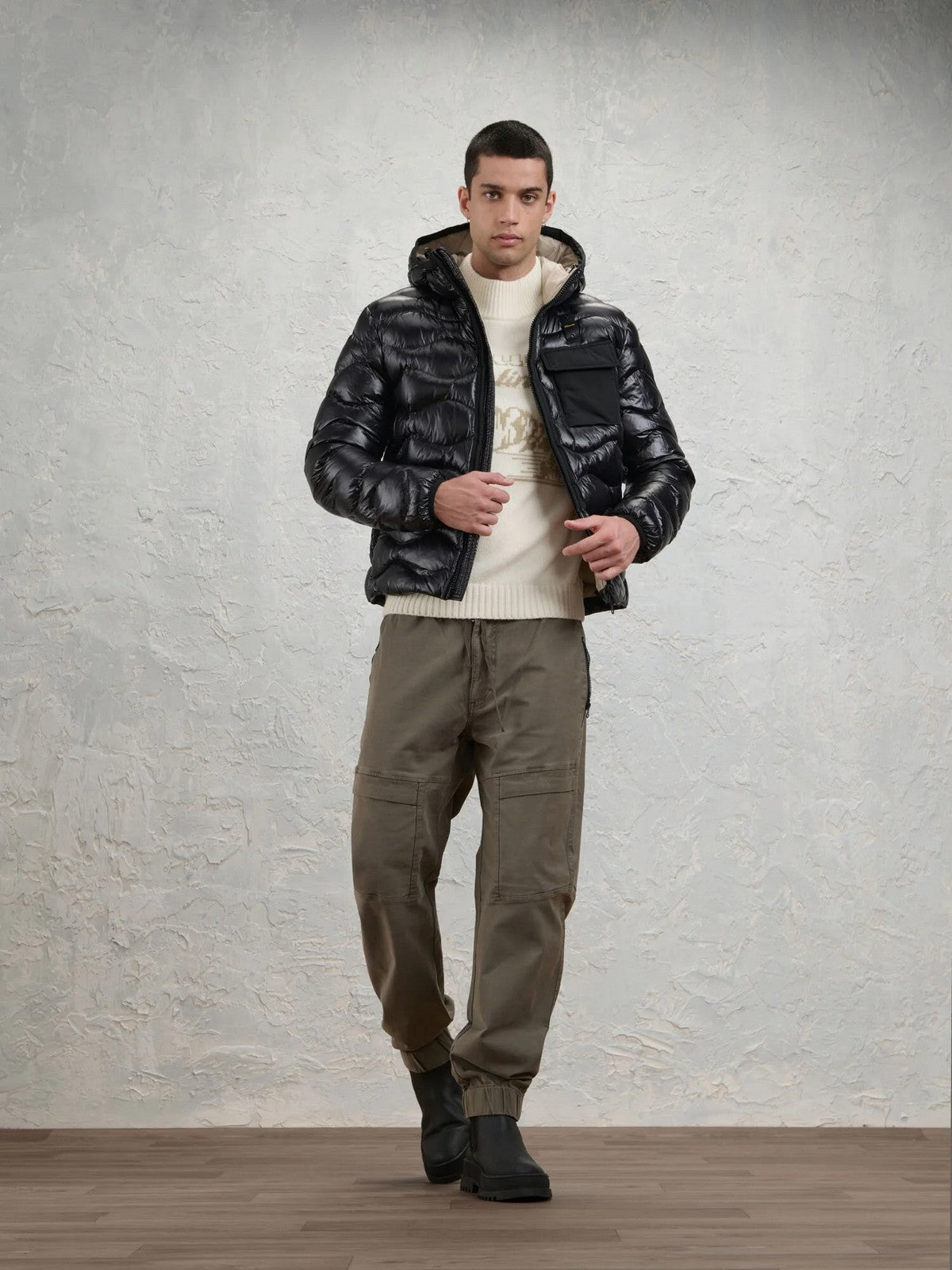 BLAUER Piumino Uomo BRYANT NERO interno BEIGE 301 - 26WBLUC02053 005958 999EI gioboutiqueweb