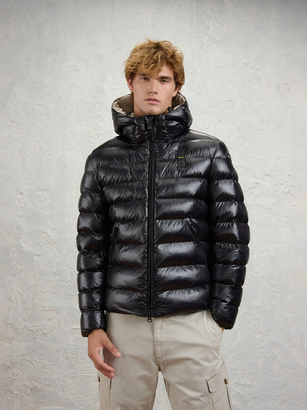 BLAUER Piumino Uomo ADAMS NERO interno BEIGE 301 - 26WBLUC02054 005958 999EI gioboutiqueweb