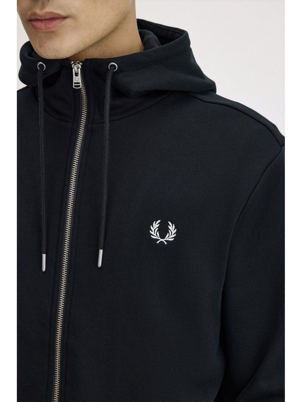 FRED PERRY Felpa Uomo FP HOODED ZIP THROUGH SWEATSHIRT BLACK - FP-J7536 198 gioboutiqueweb