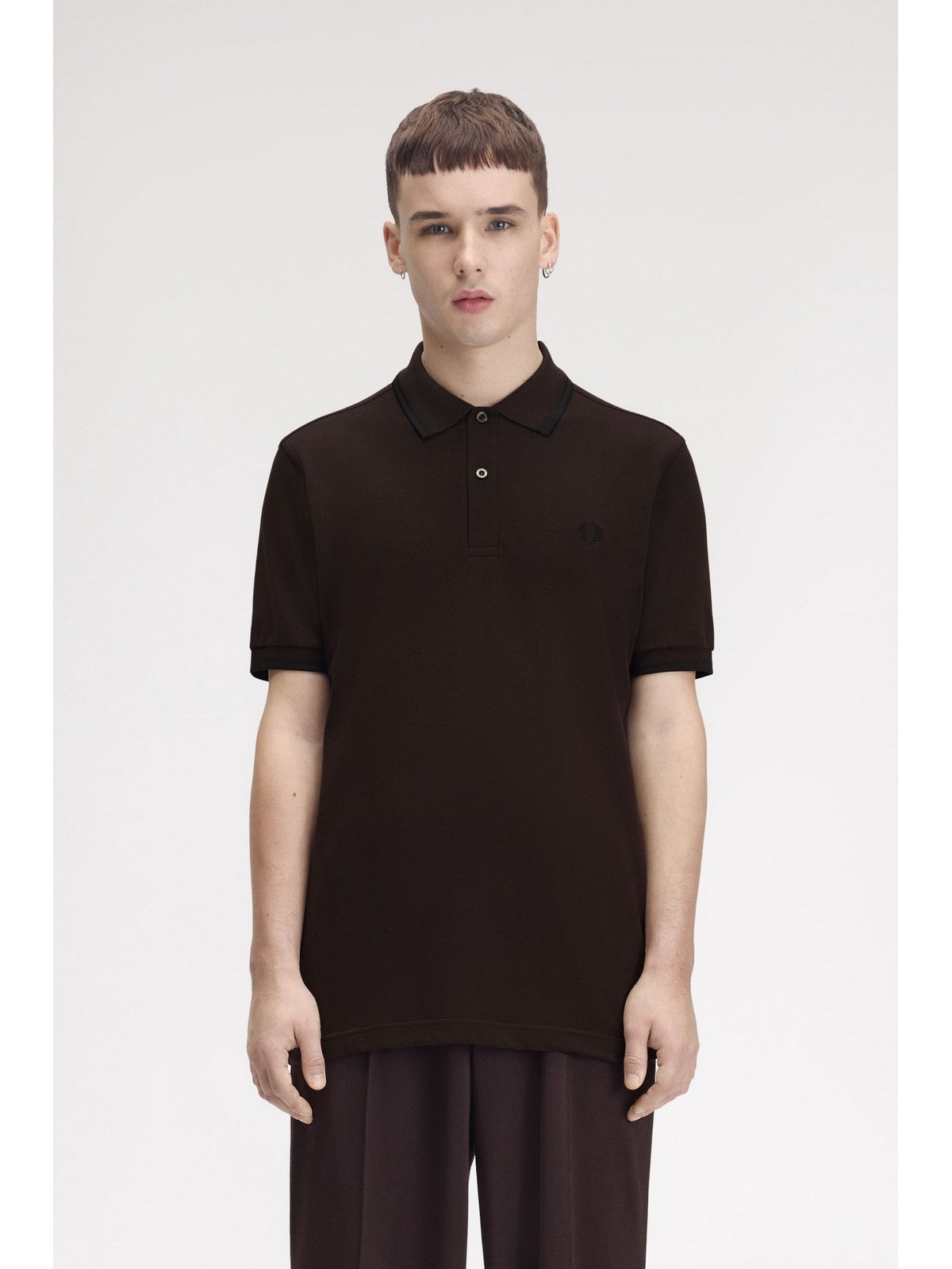 FRED PERRY Polo Uomo FP TWIN TIPPED FRED PERRY SHIRT RICH BROWN/BLACK - FP-M3600 86C gioboutiqueweb