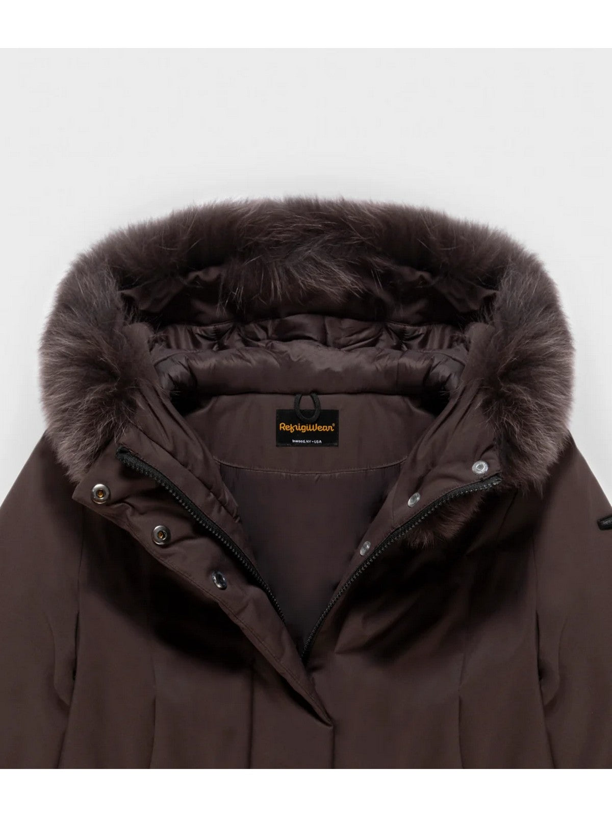 REFRIGIWEAR Piumino Donna LADY TECH/1 FUR JACKET BLACK COFFEE - W99108 XT3790 H01911 gioboutiqueweb