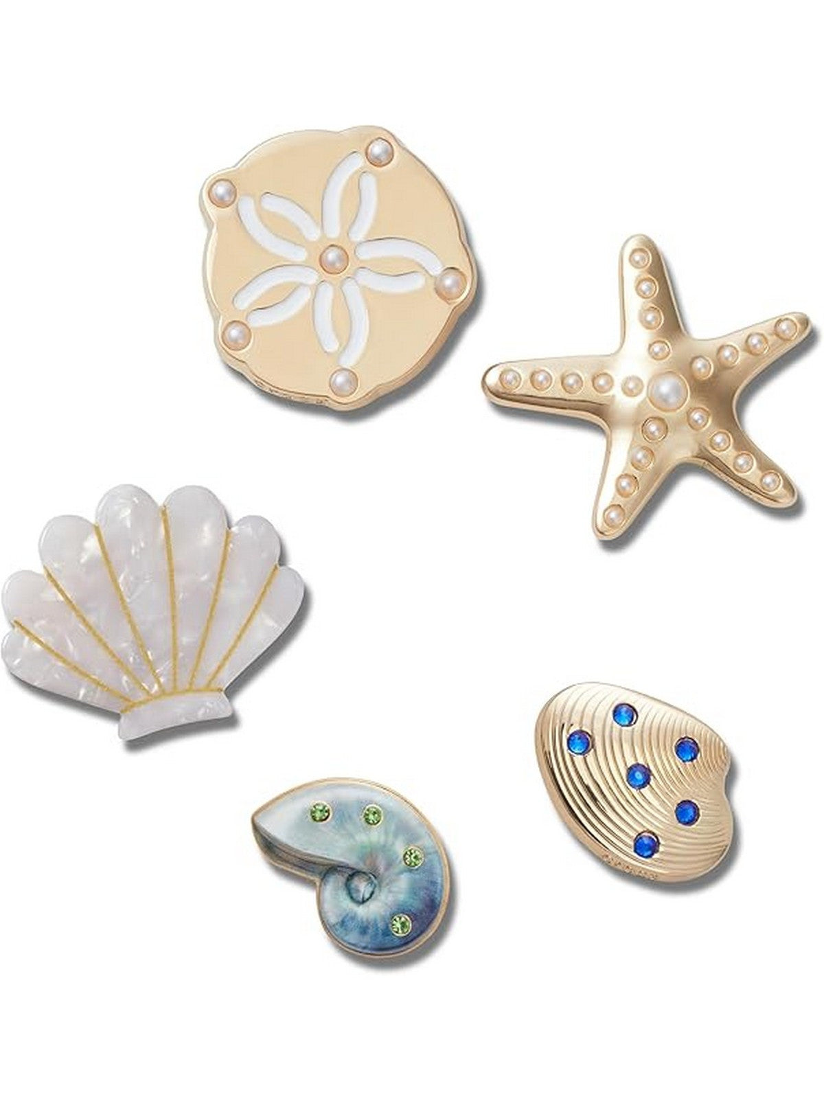 Crocs JIBBITZ Unisex adulto Gold Seashell 5 Pack - CR.6041 JIB UCOL gioboutiqueweb