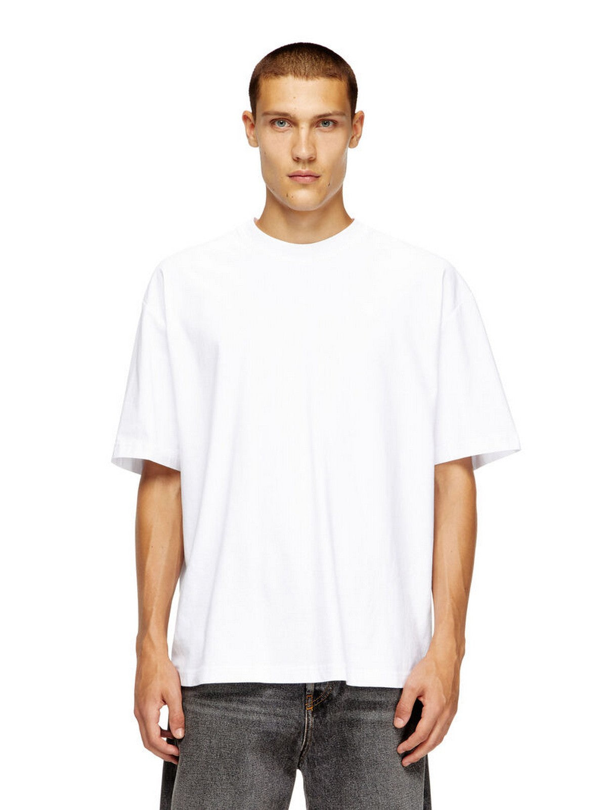 DIESEL T-shirt Uomo T-BOGGY-MEGOVAL-D MAGLIETTA A11302 0HGAM 100 Bianco gioboutiqueweb