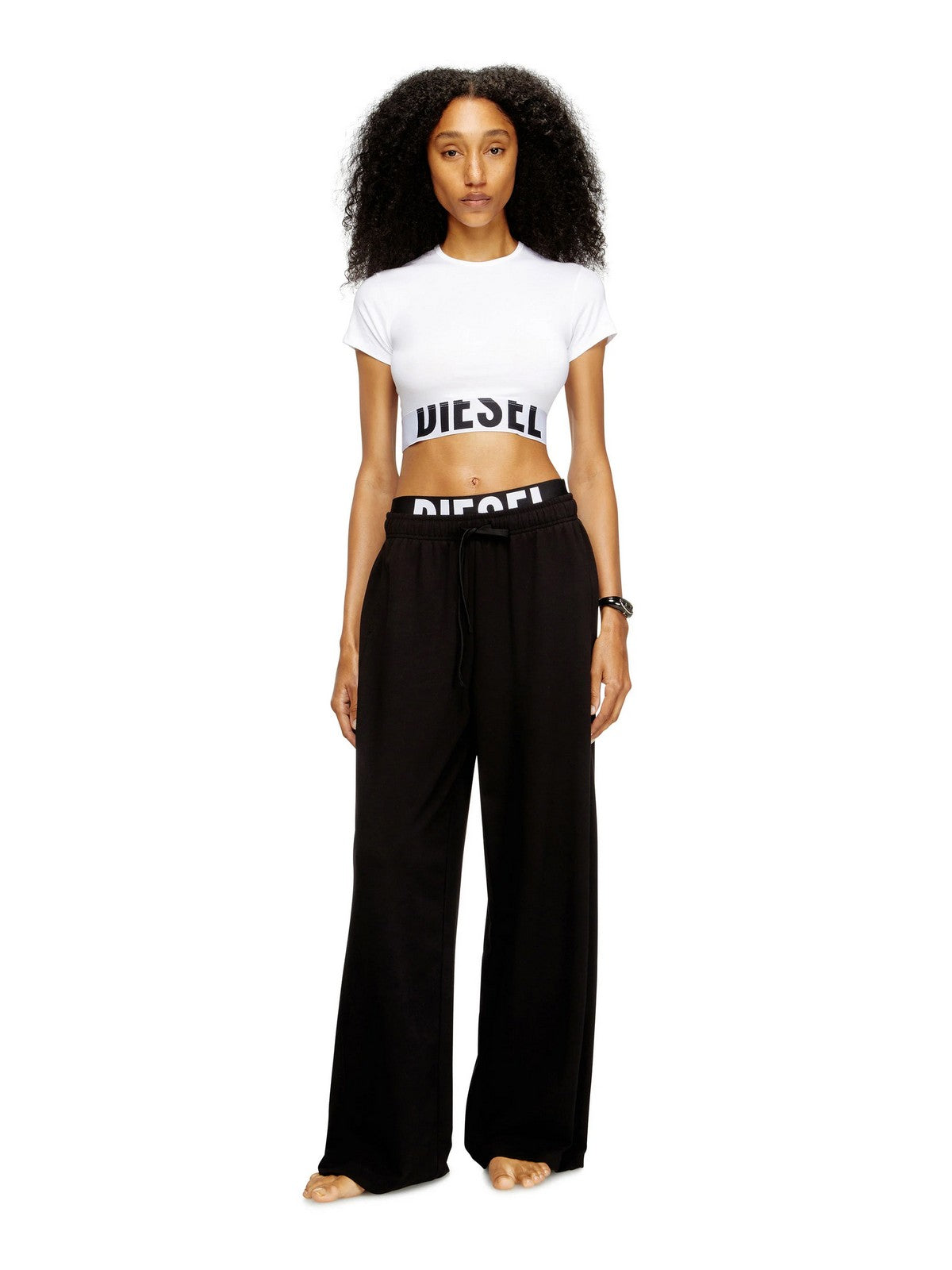 DIESEL Pantalone Donna LESLIE-D-POP PANTALONI A20876 0IKBJ 9XX 001 - BLACK gioboutiqueweb
