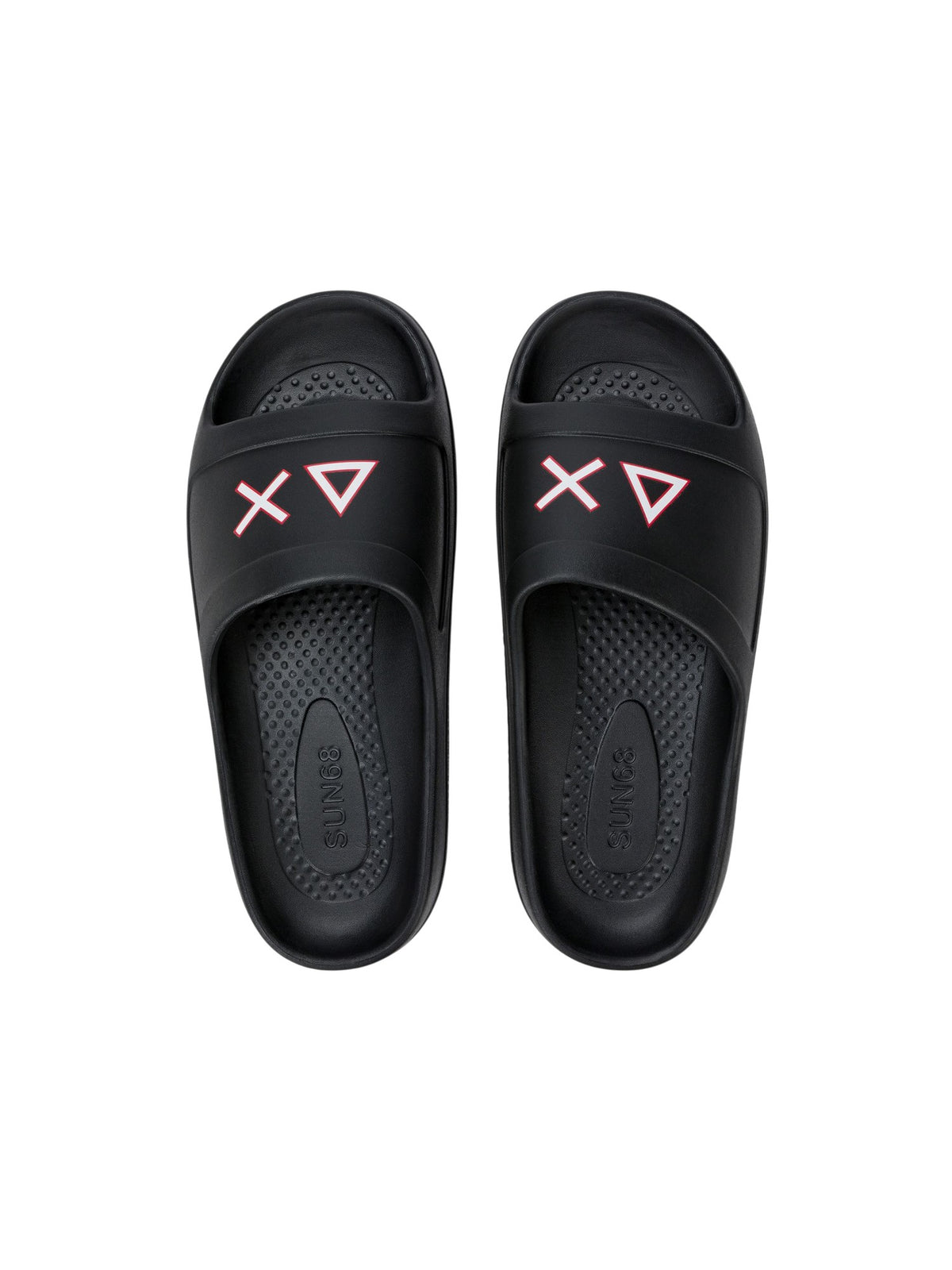 Sun68 Ciabatte Uomo Slippers Monoblock Print Logo Nero/Rosso - X36114-1110 gioboutiqueweb