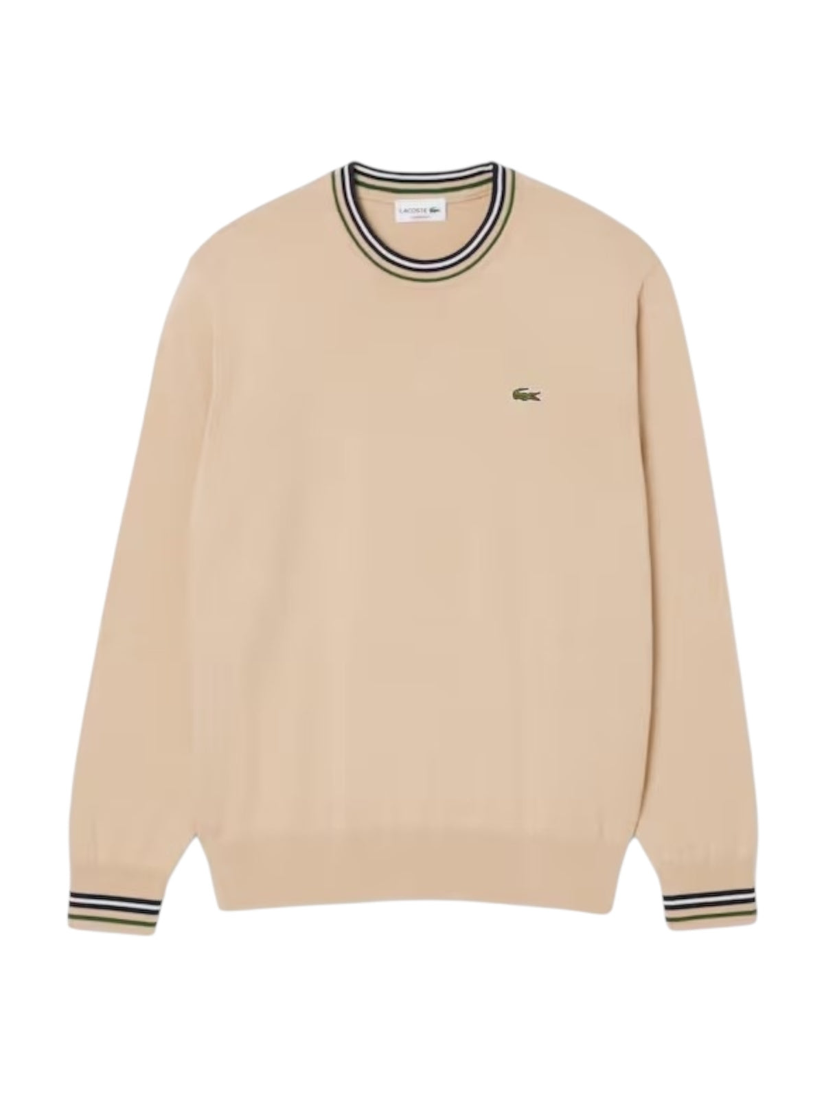 LACOSTE Maglione Uomo AH5158 DV0 BEIGE/BLU NAVY gioboutiqueweb