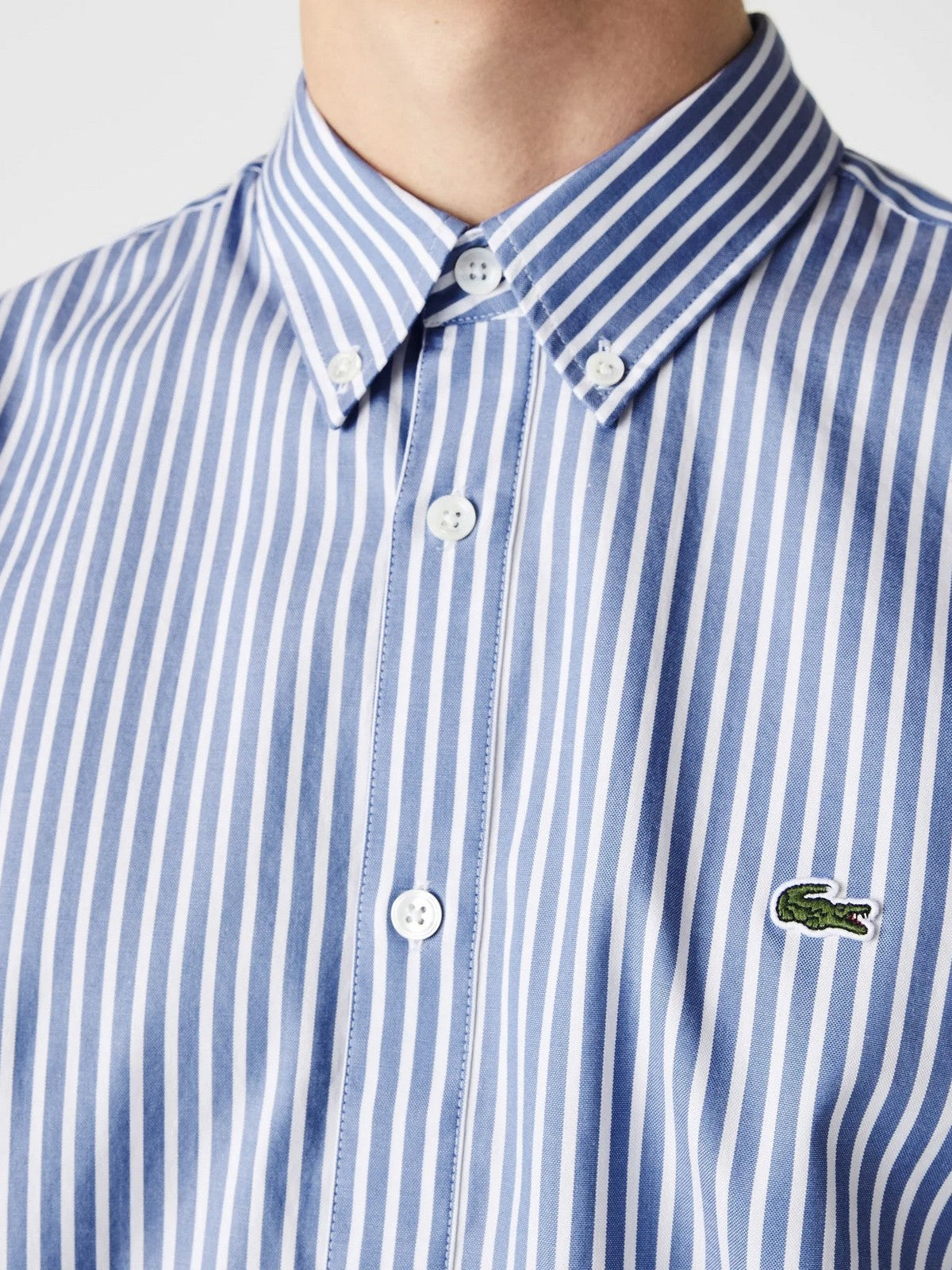 LACOSTE Camicia Uomo CH2936 F6Z BIANCO/AZZURO gioboutiqueweb