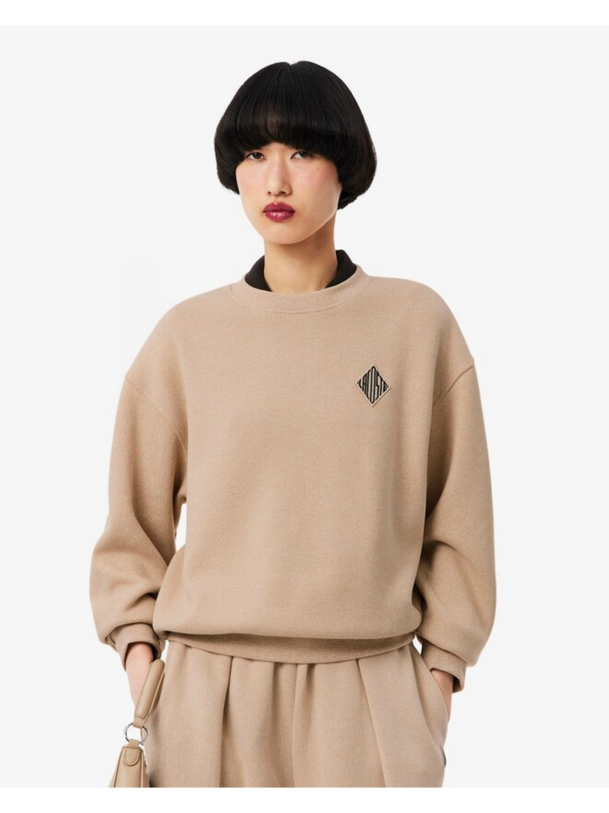 LACOSTE Felpa Donna SF1482 4KI Beige gioboutiqueweb