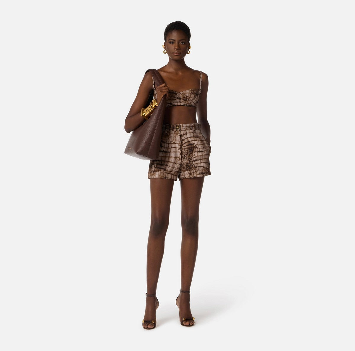 ELISABETTA FRANCHI Top Donna  RG00761E2 644 CACAO gioboutiqueweb