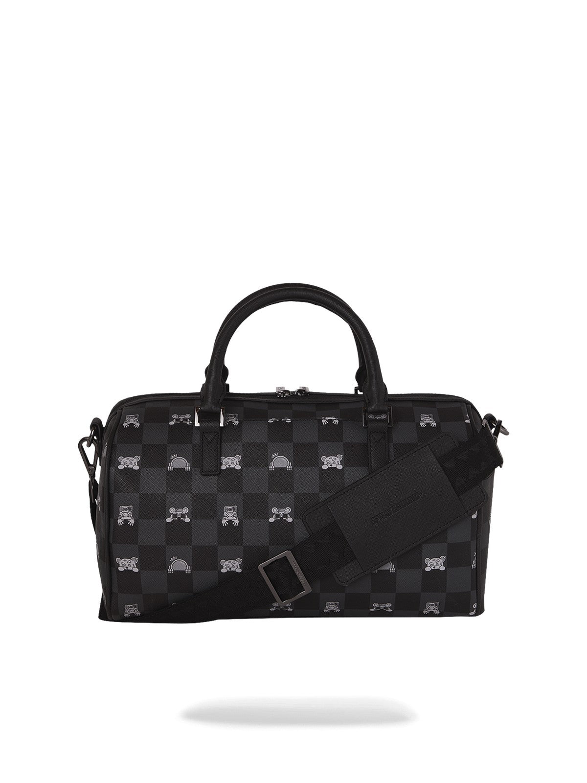 SPRAYGROUND Borsa Unisex adulto GRAY PEEKING CHARACTER CHECK MINI DUFFLE 910D8911NSZ Nero gioboutiqueweb