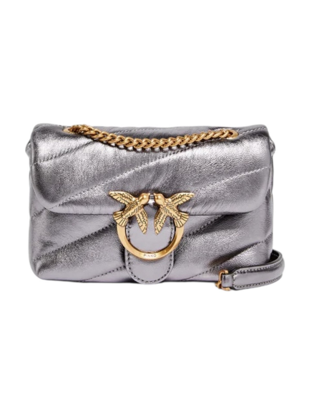 PINKO Borsa Donna Love Puff Baby Cl Sheep Nappa 100040-A360 IEHQ ANTRACITE-ANTIQUE GOLD gioboutiqueweb
