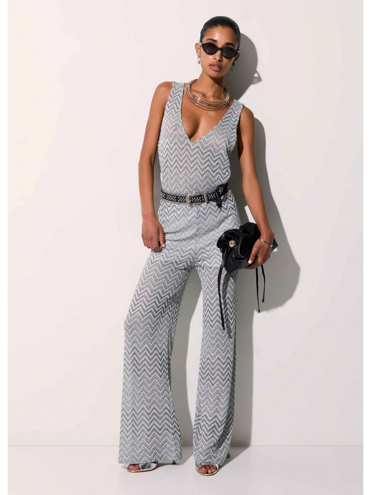 LIU JO BEACHWEAR Pantalone Donna  VA6176J3878 C3887 Nero/silver lux gioboutiqueweb