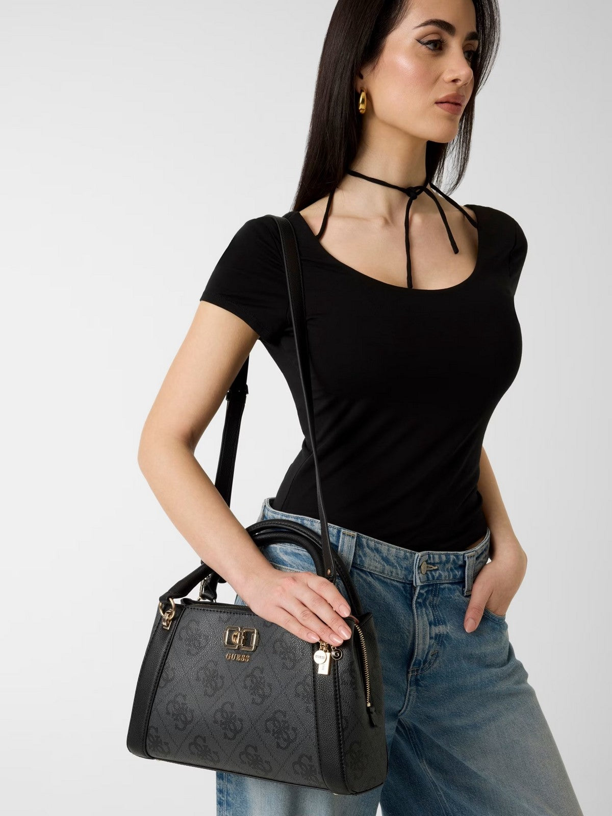 GUESS Borsa Donna KARNILLA LOGO GFRIEND SATHEL HWOS99 01060 CLO COAL LOGO gioboutiqueweb