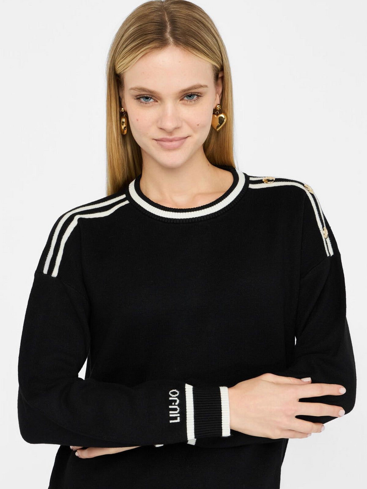 LIU JO SPORT Maglione Donna  TF5230MS59L 03N66 Nero/bianco latte